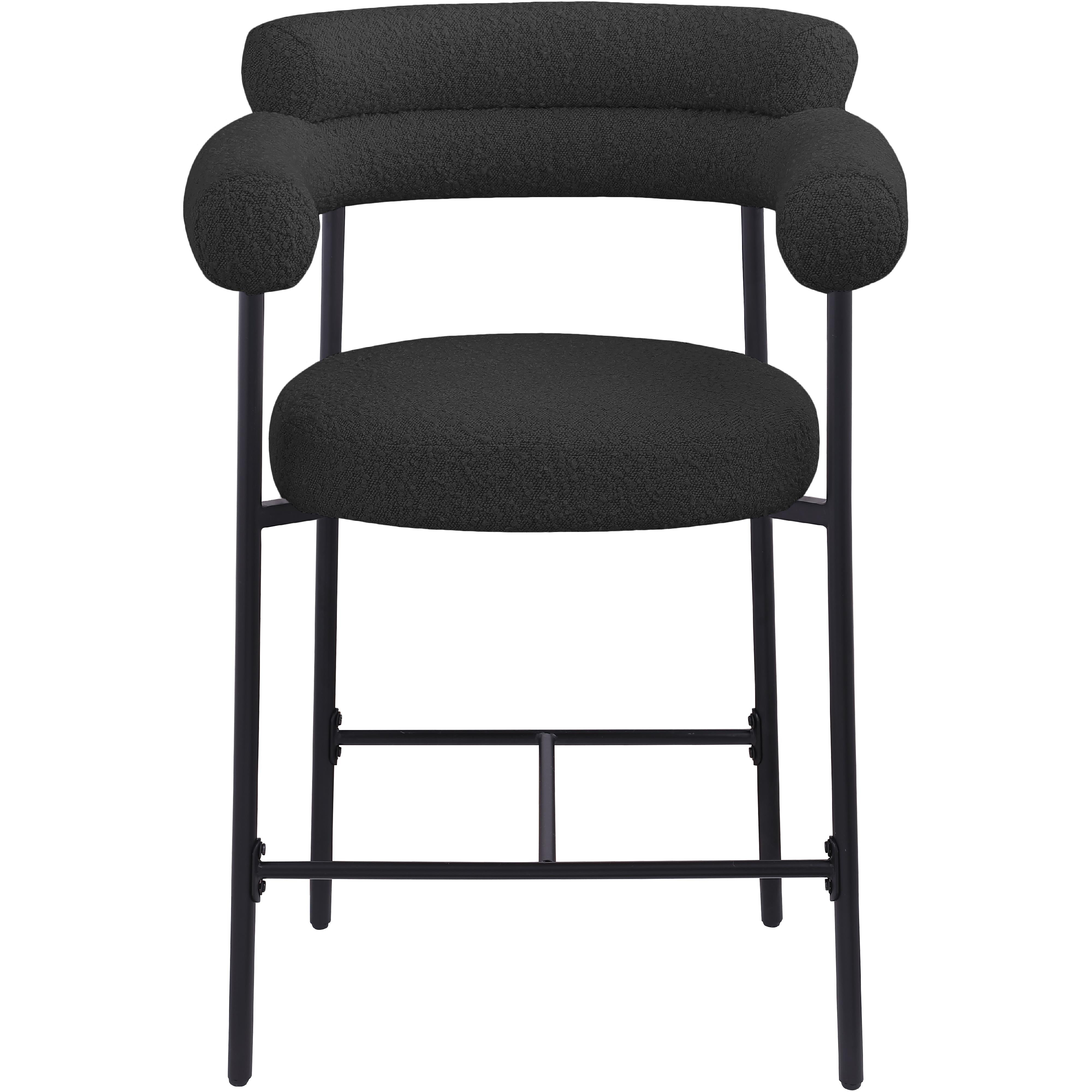 Meridian Blake Black Boucle Fabric Counter Stool