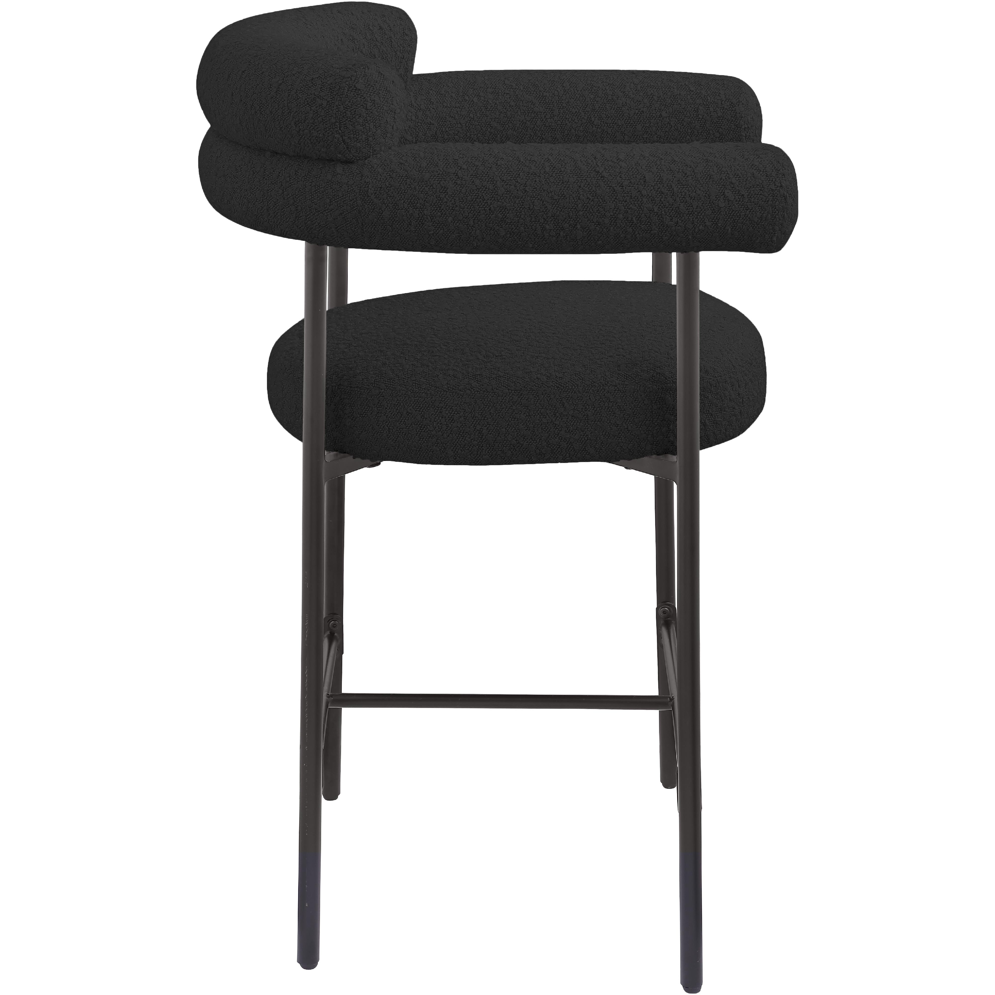 Meridian Blake Black Boucle Fabric Counter Stool