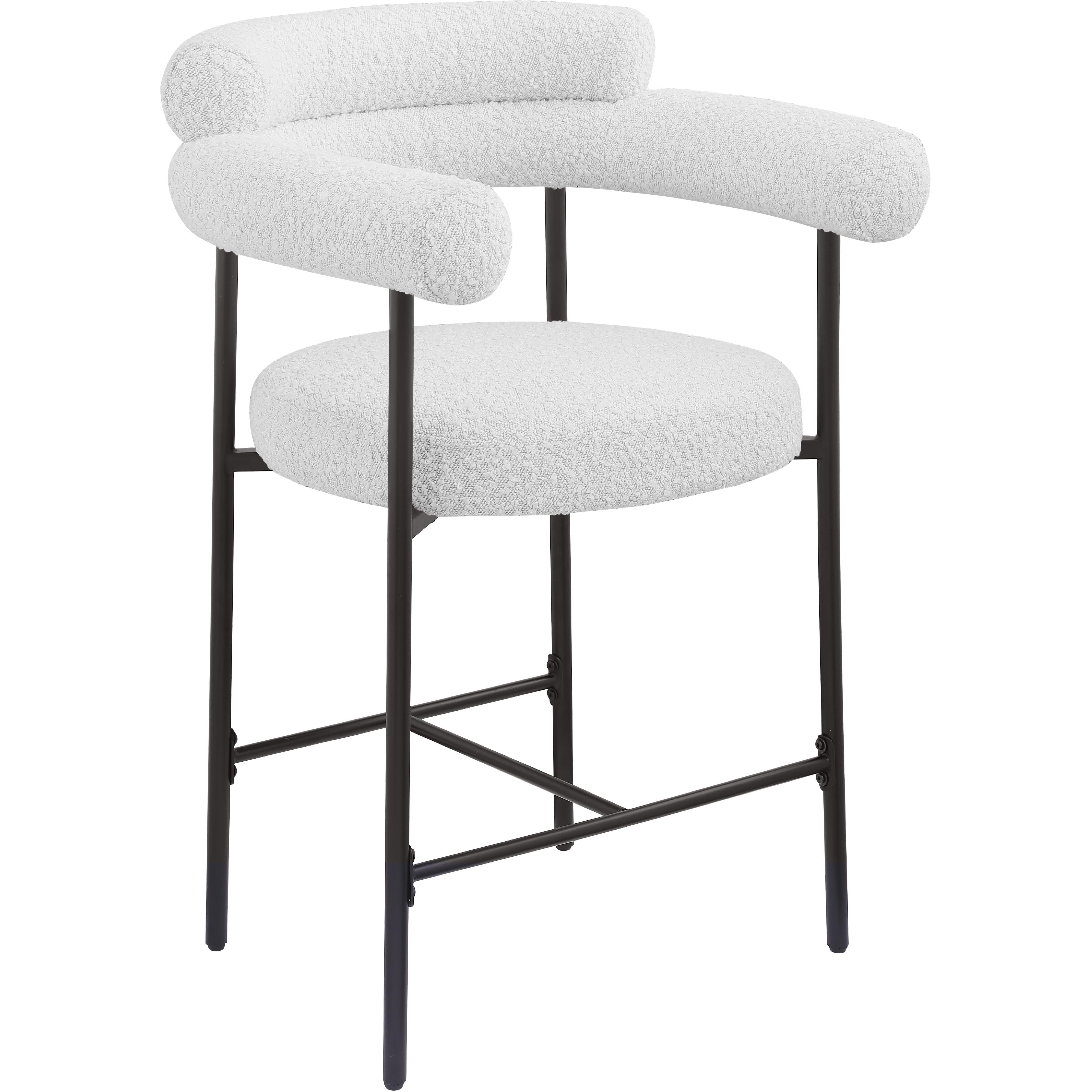 Meridian Blake Cream Boucle Fabric Counter Stool