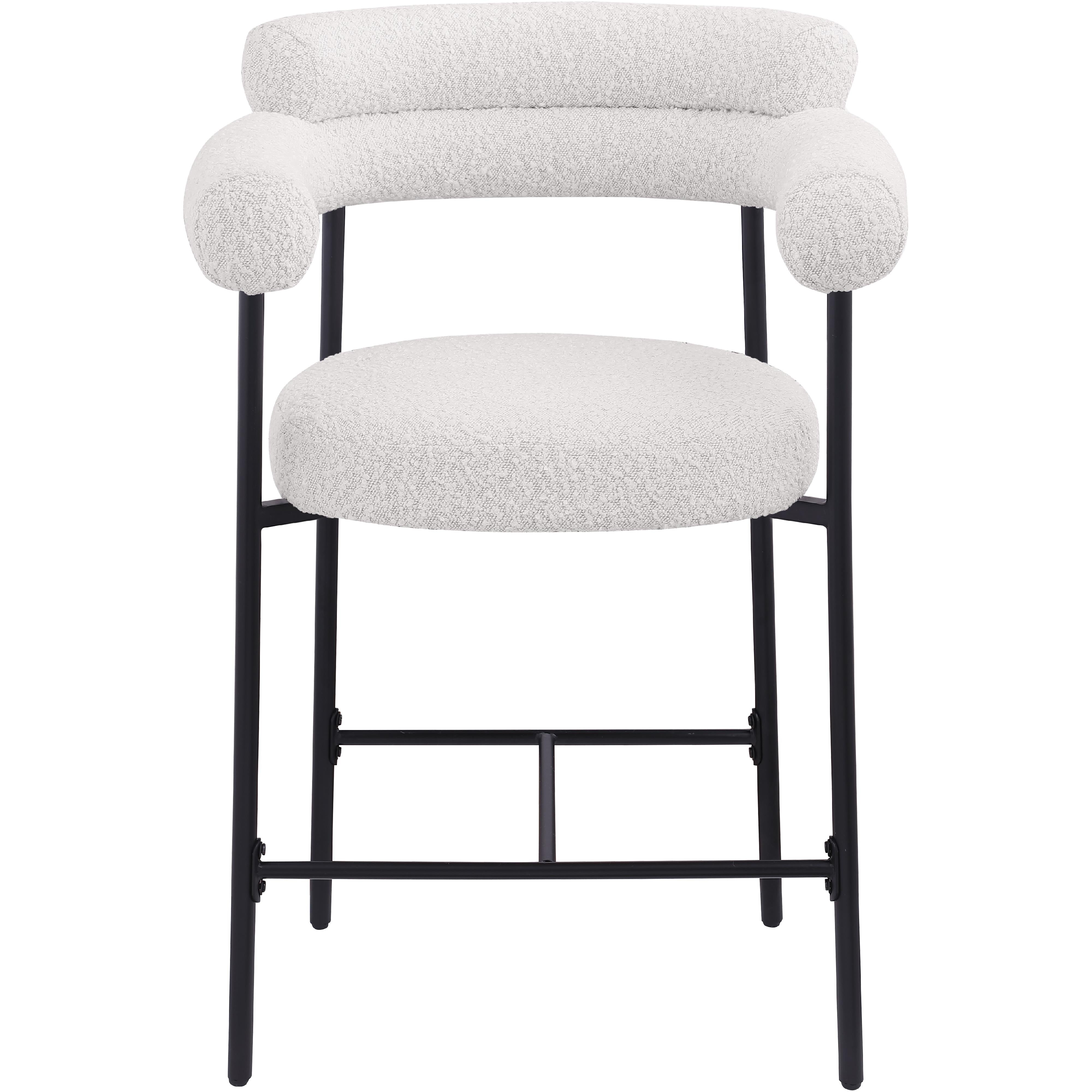 Meridian Blake Cream Boucle Fabric Counter Stool