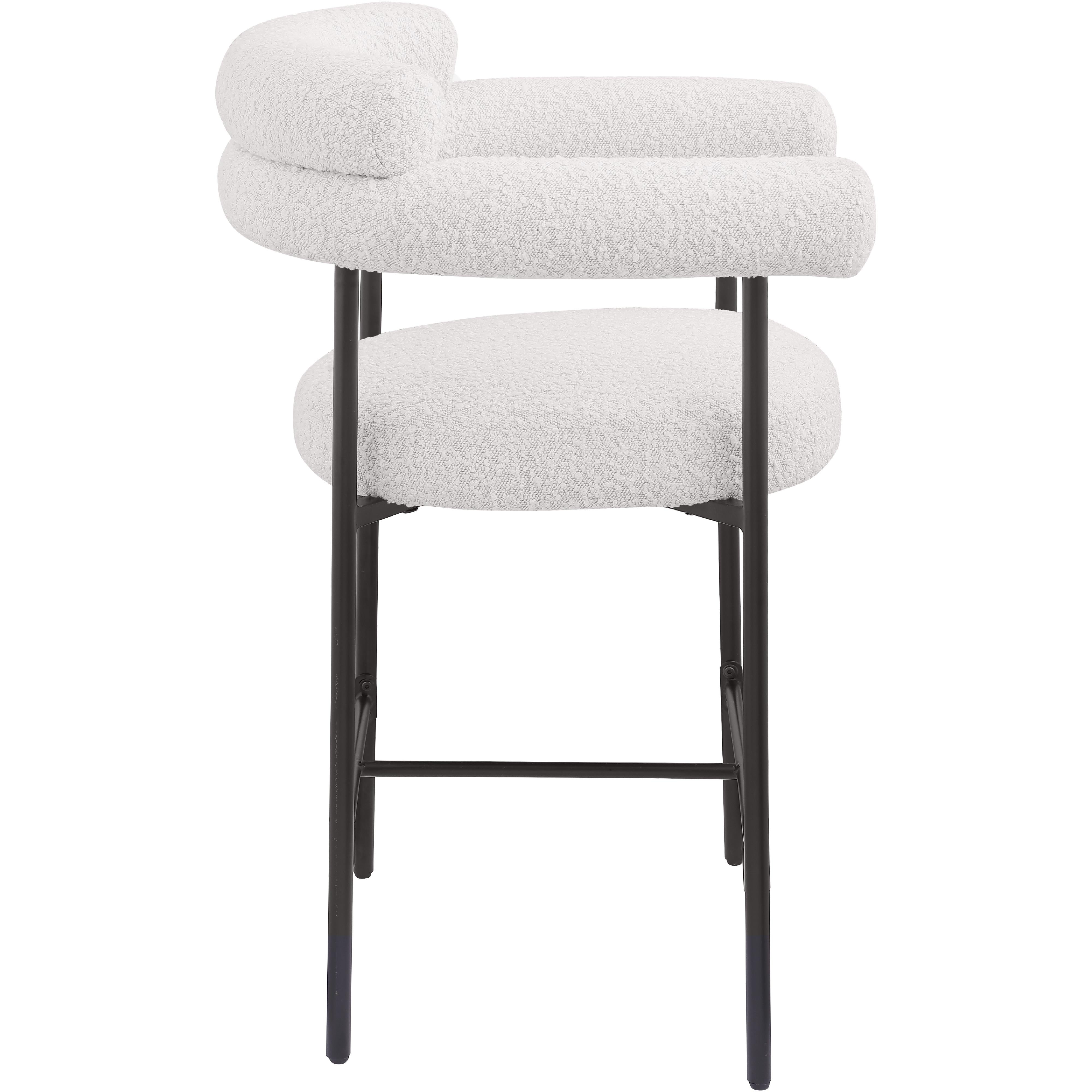 Meridian Blake Cream Boucle Fabric Counter Stool