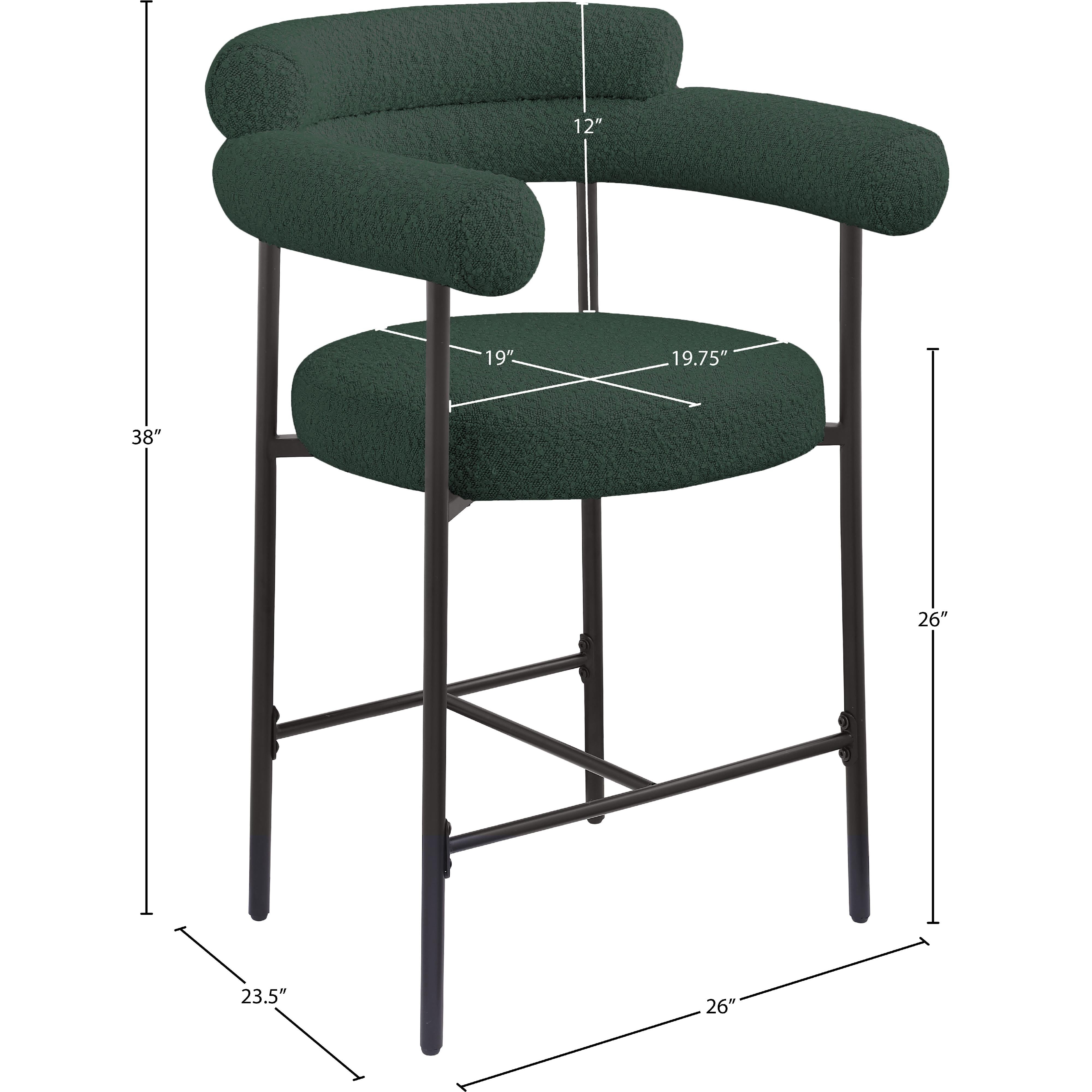 Meridian Blake Green Boucle Fabric Counter Stool