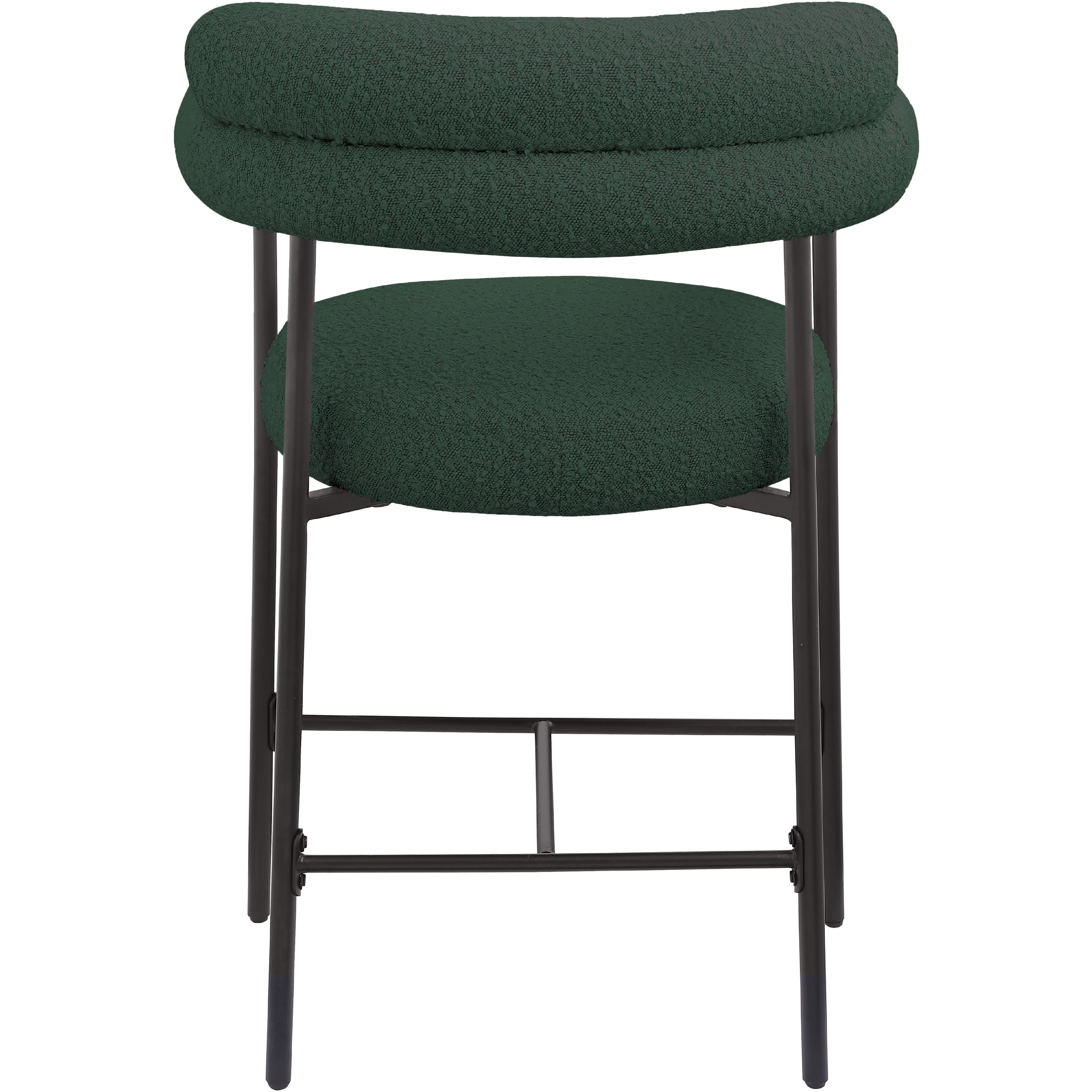 Meridian Blake Green Boucle Fabric Counter Stool