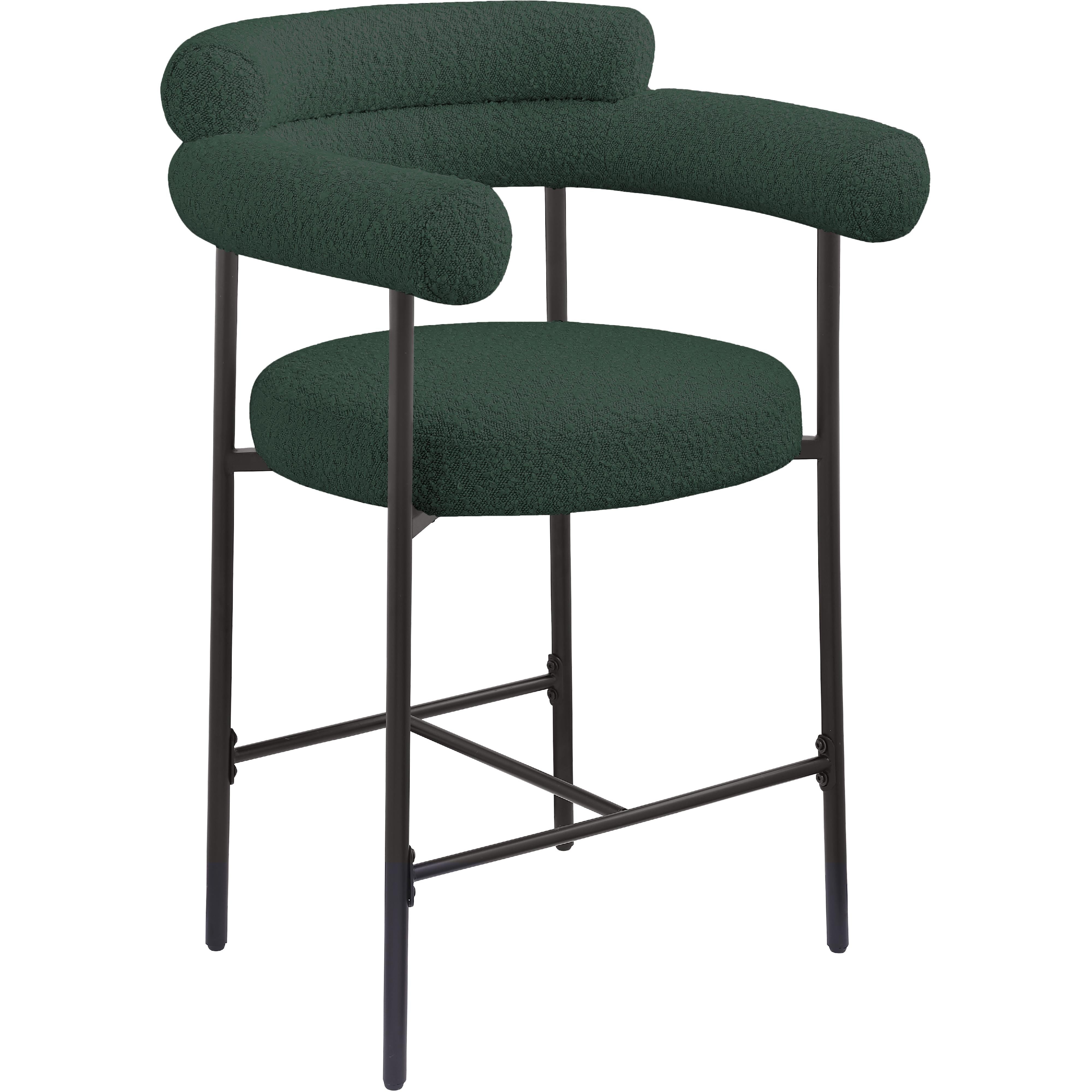 Meridian Blake Green Boucle Fabric Counter Stool