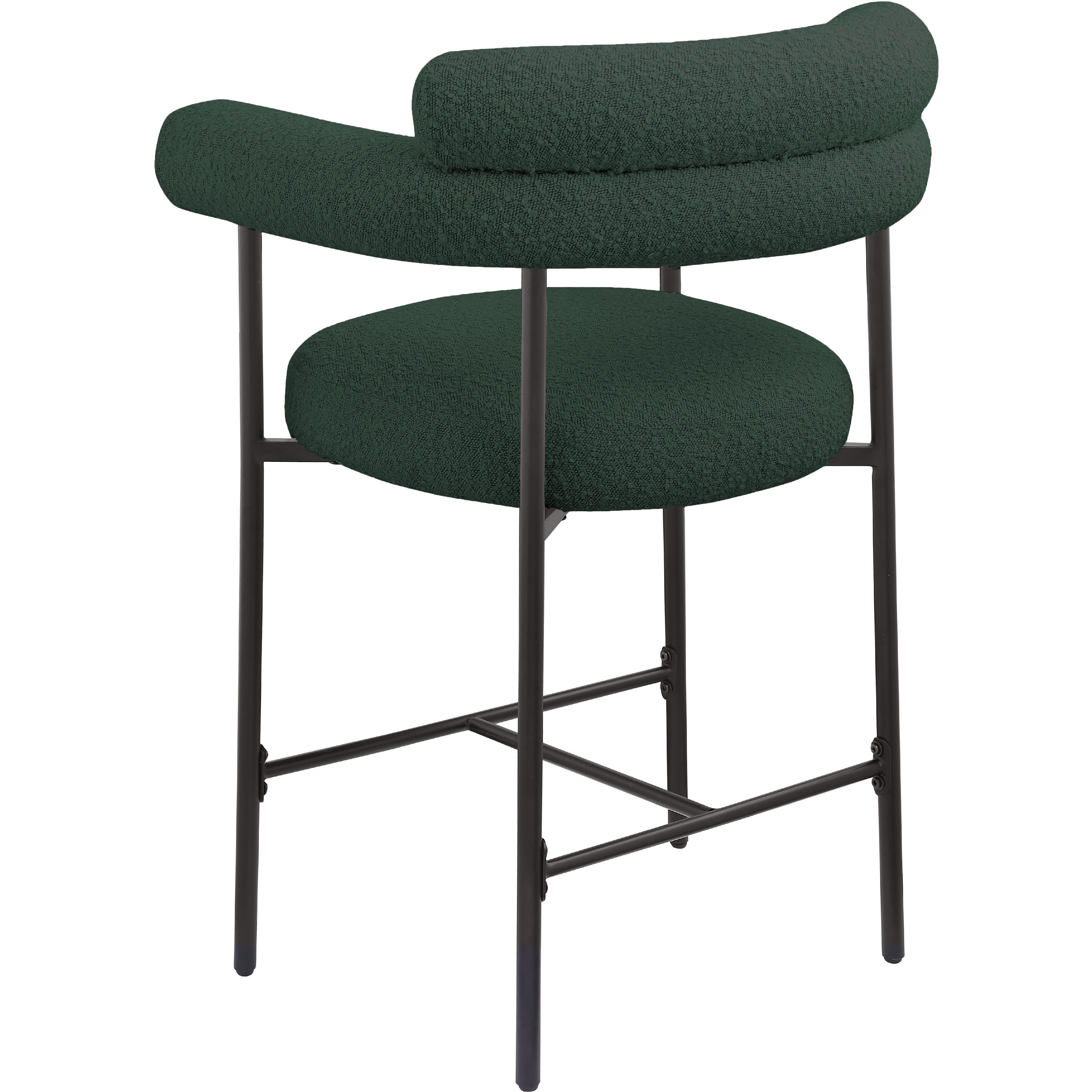 Meridian Blake Green Boucle Fabric Counter Stool