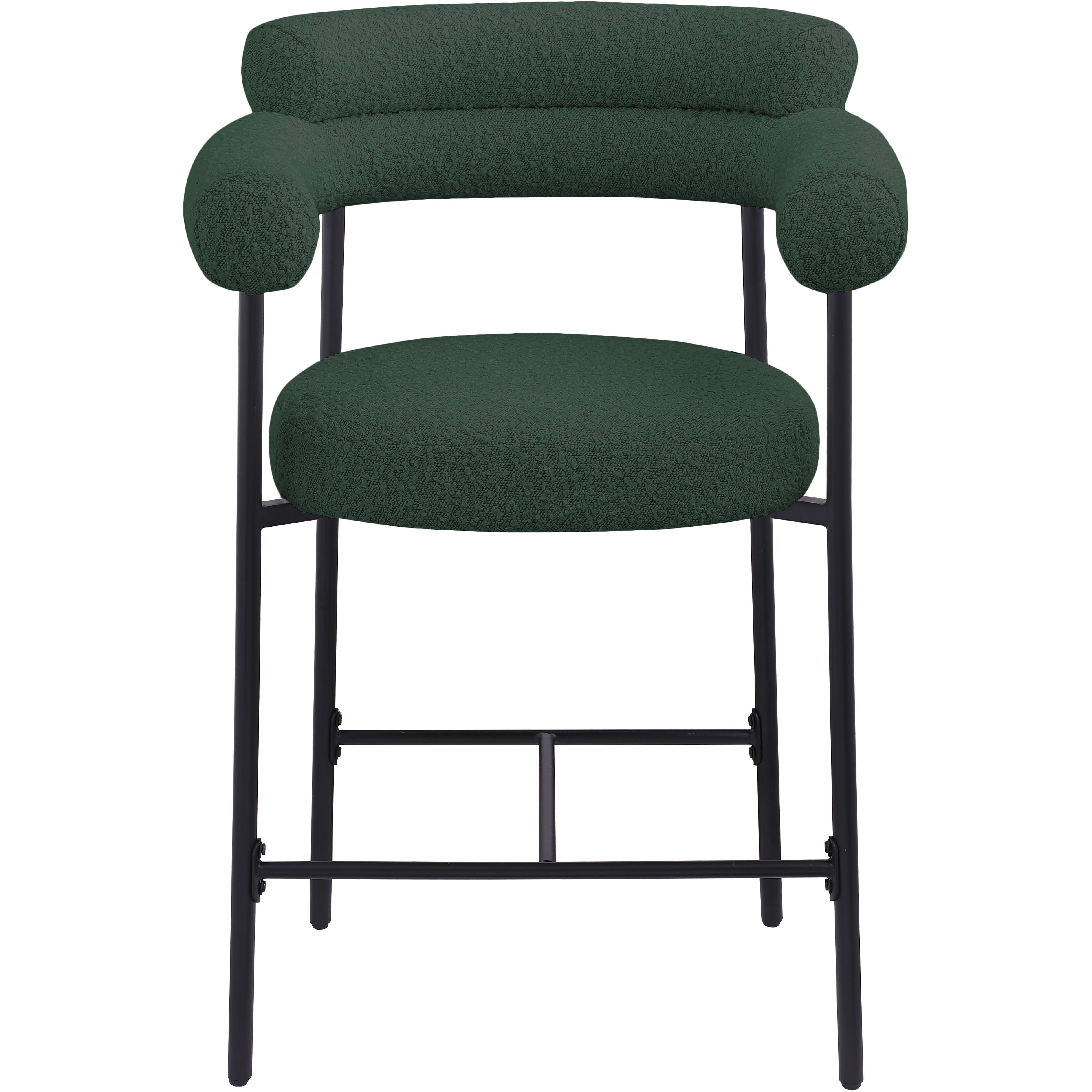 Meridian Blake Green Boucle Fabric Counter Stool