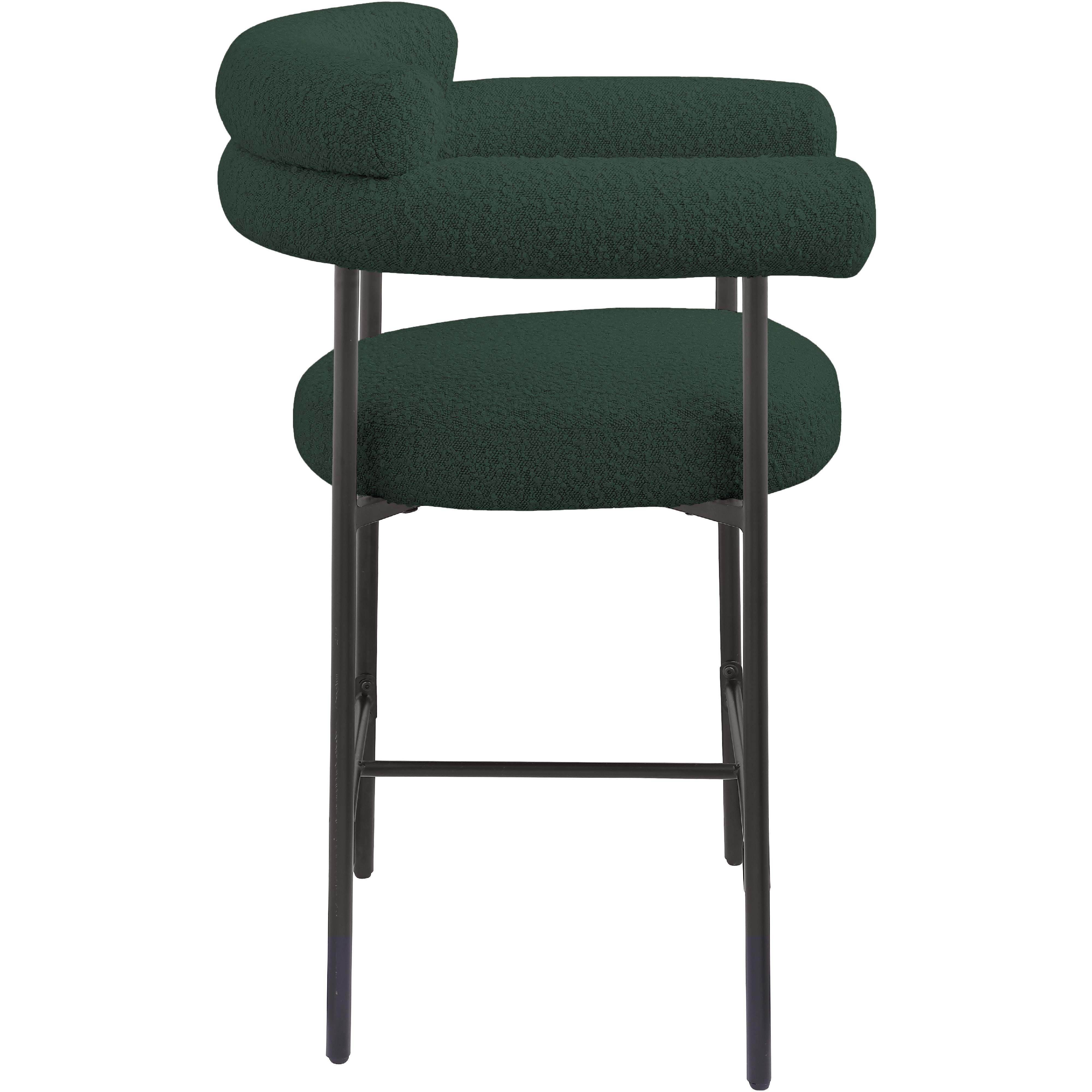 Meridian Blake Green Boucle Fabric Counter Stool