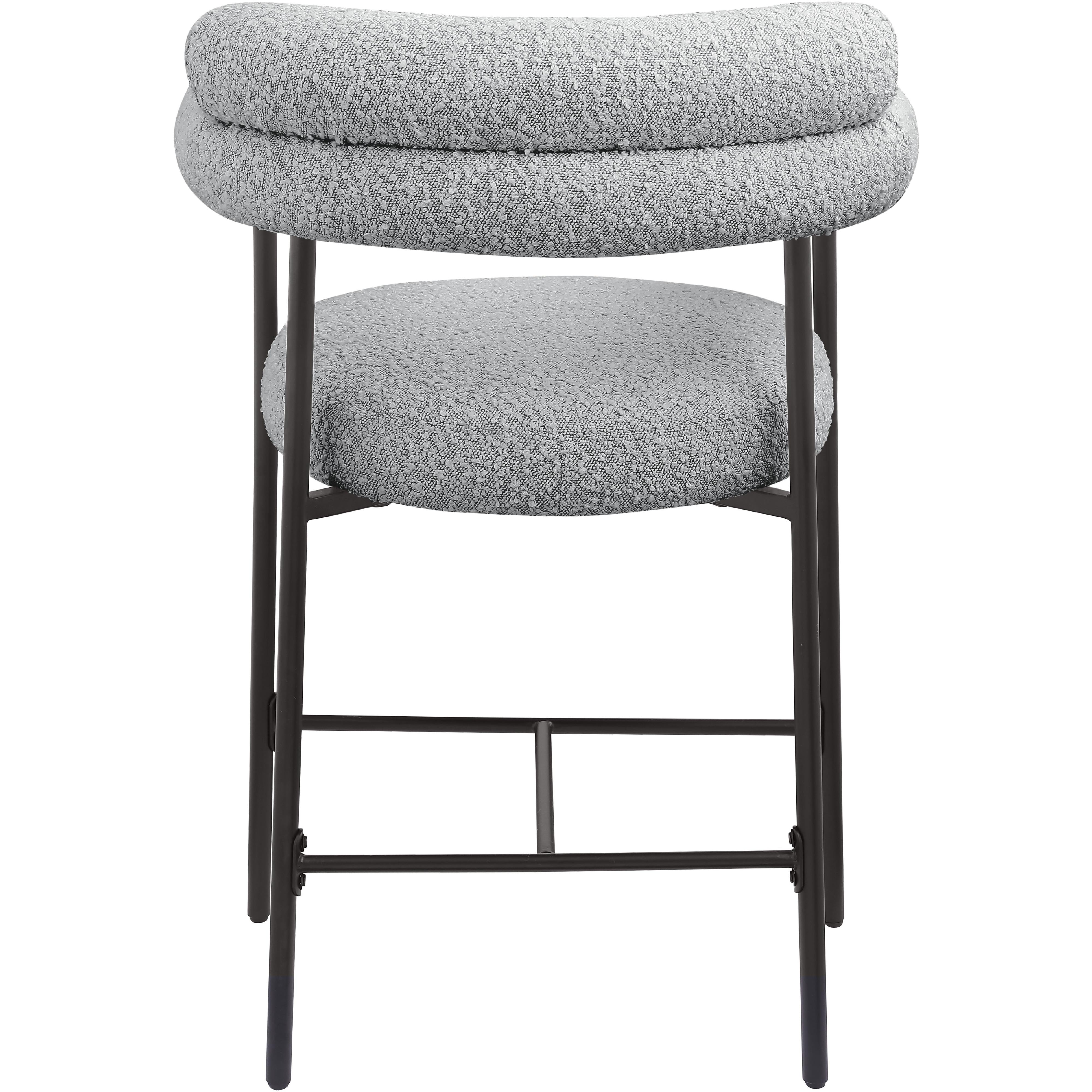 Meridian Blake Grey Boucle Fabric Counter Stool