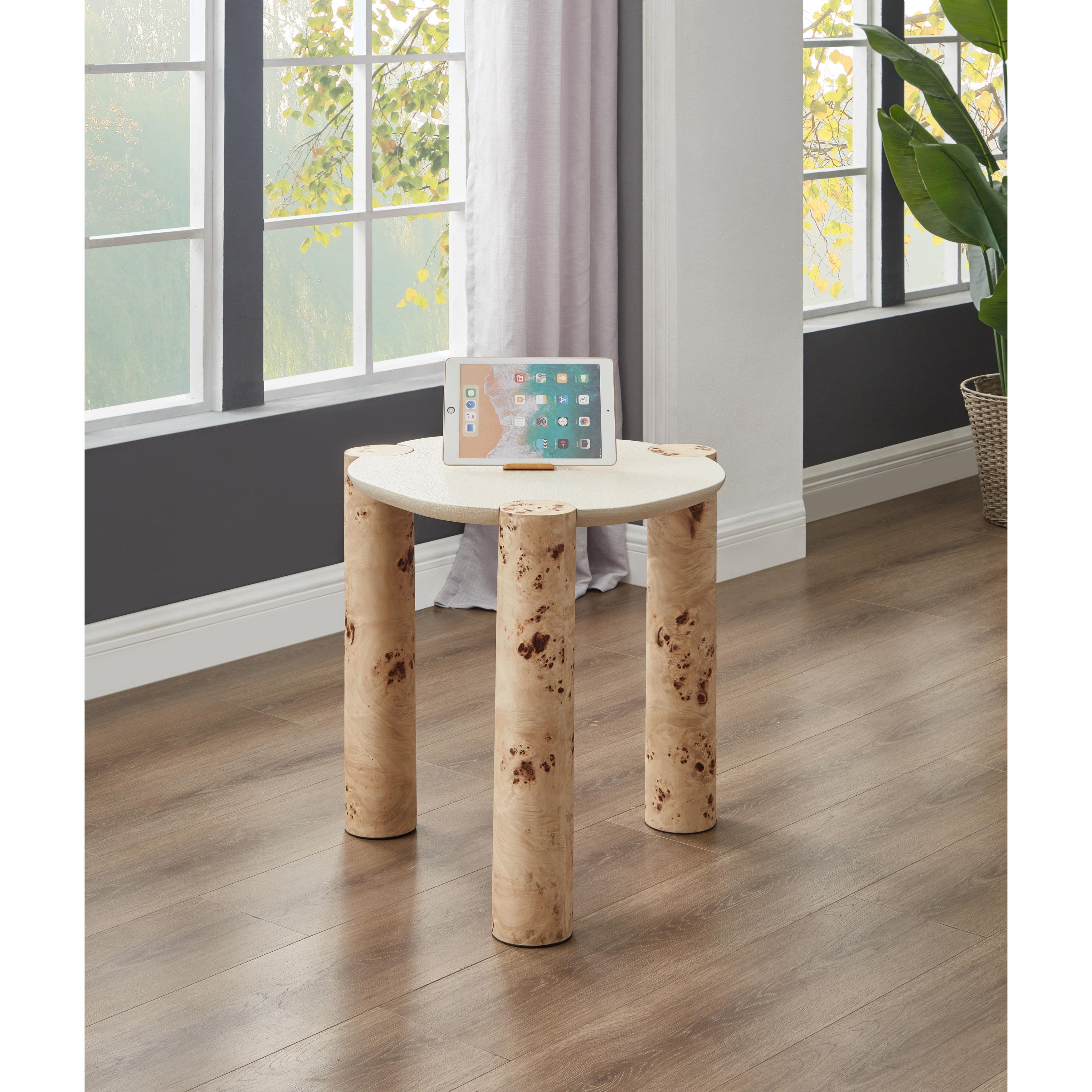 Meridian Thor Natural Burl Wood End Table