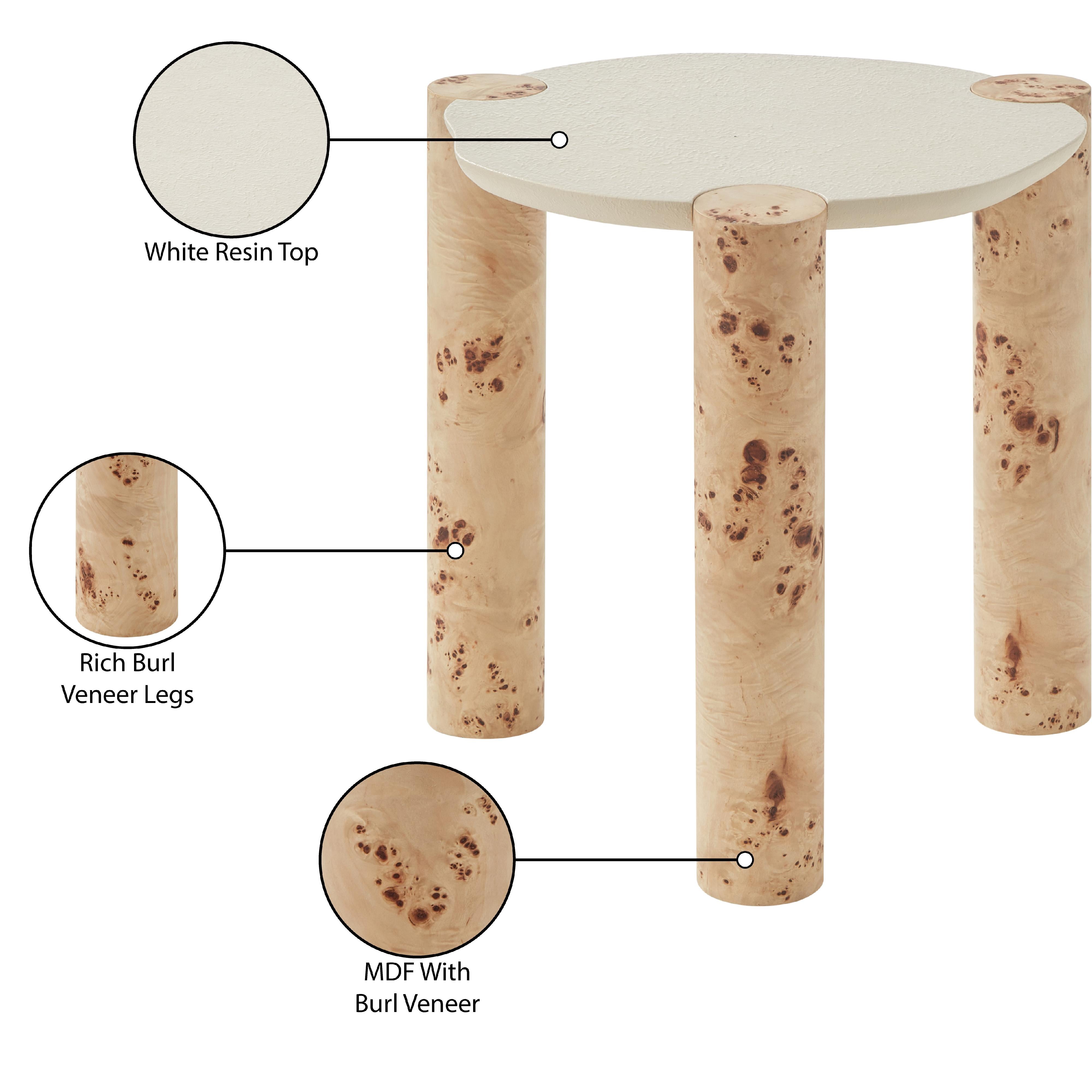 Meridian Thor Natural Burl Wood End Table