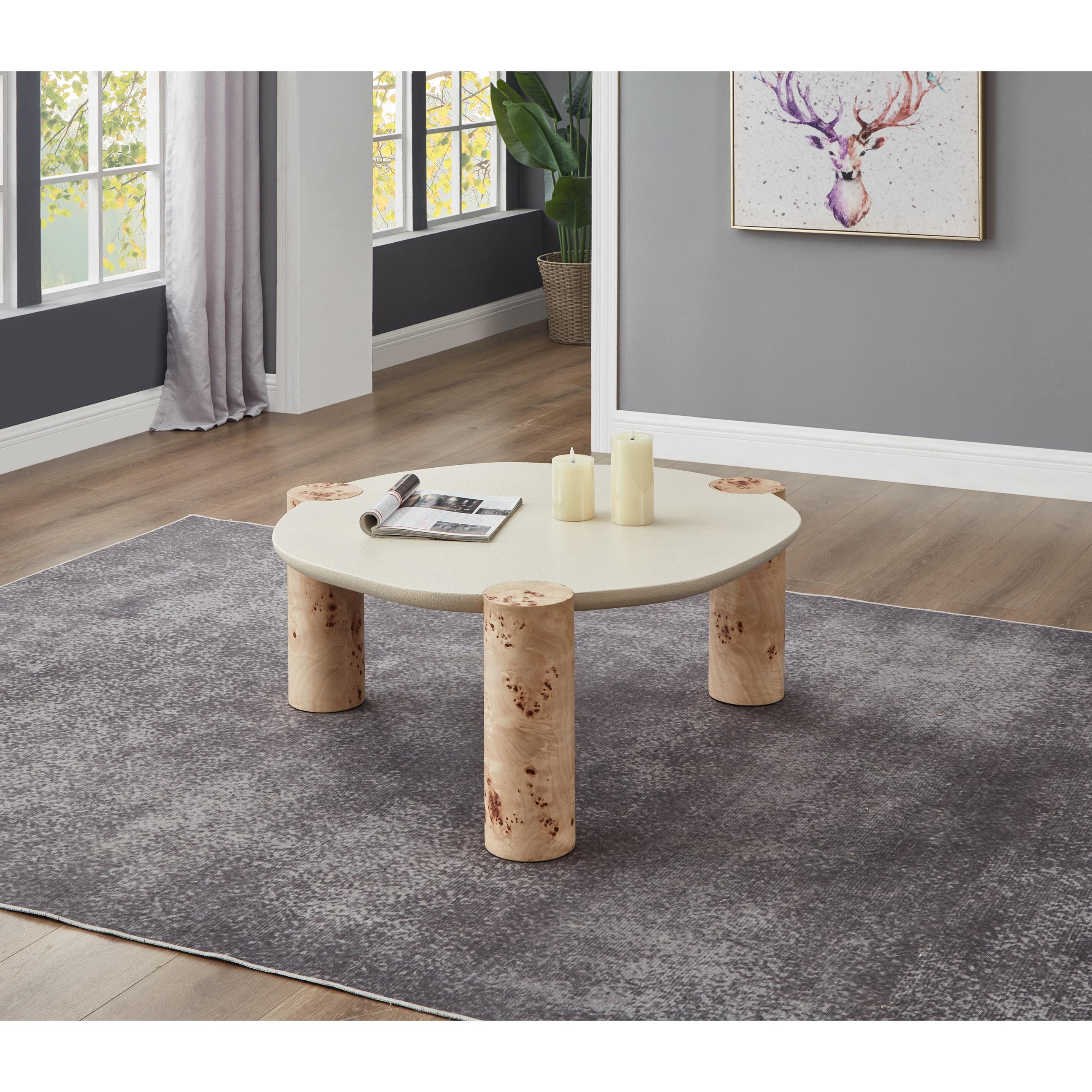 Meridian Thor Natural Burl Wood Coffee Table