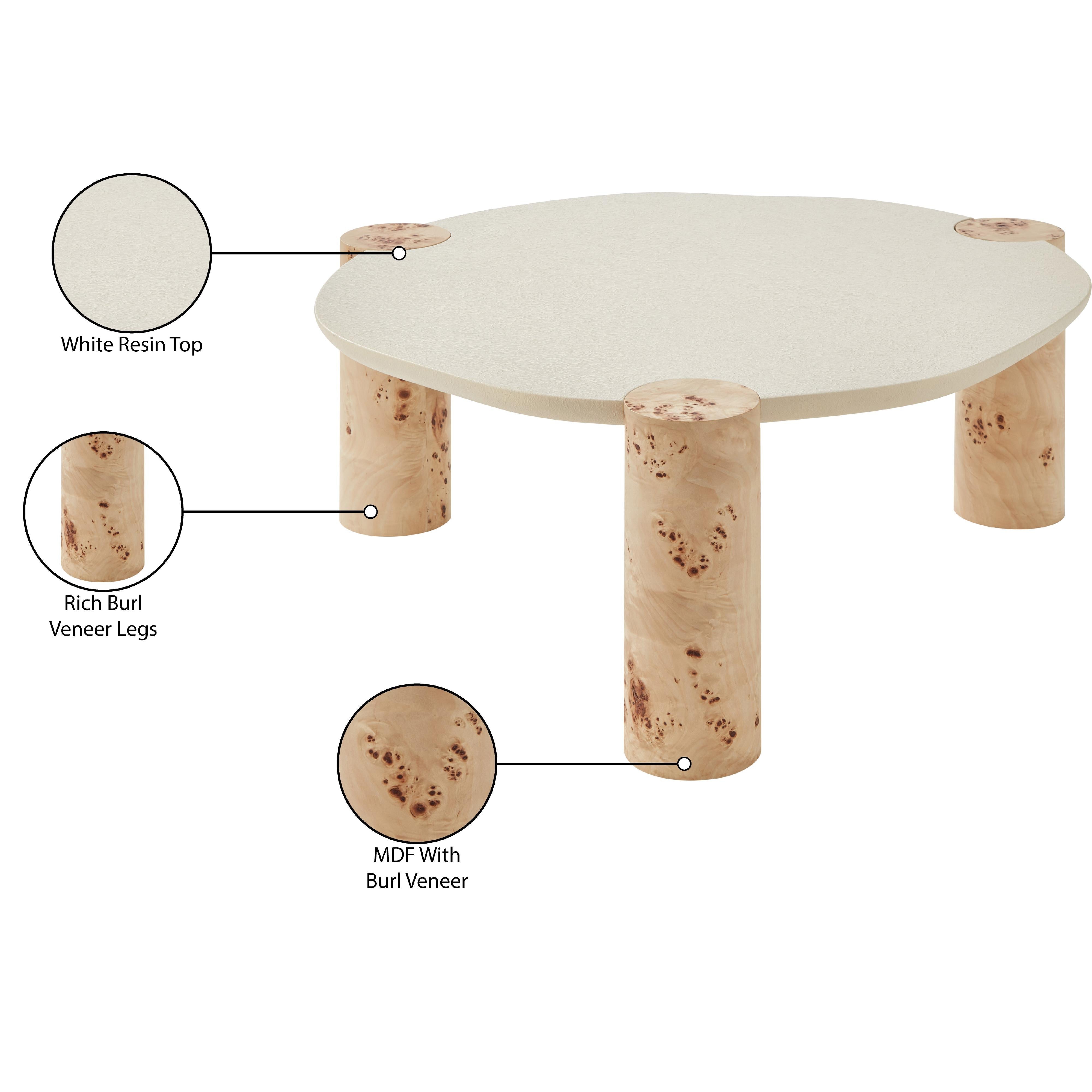 Meridian Thor Natural Burl Wood Coffee Table