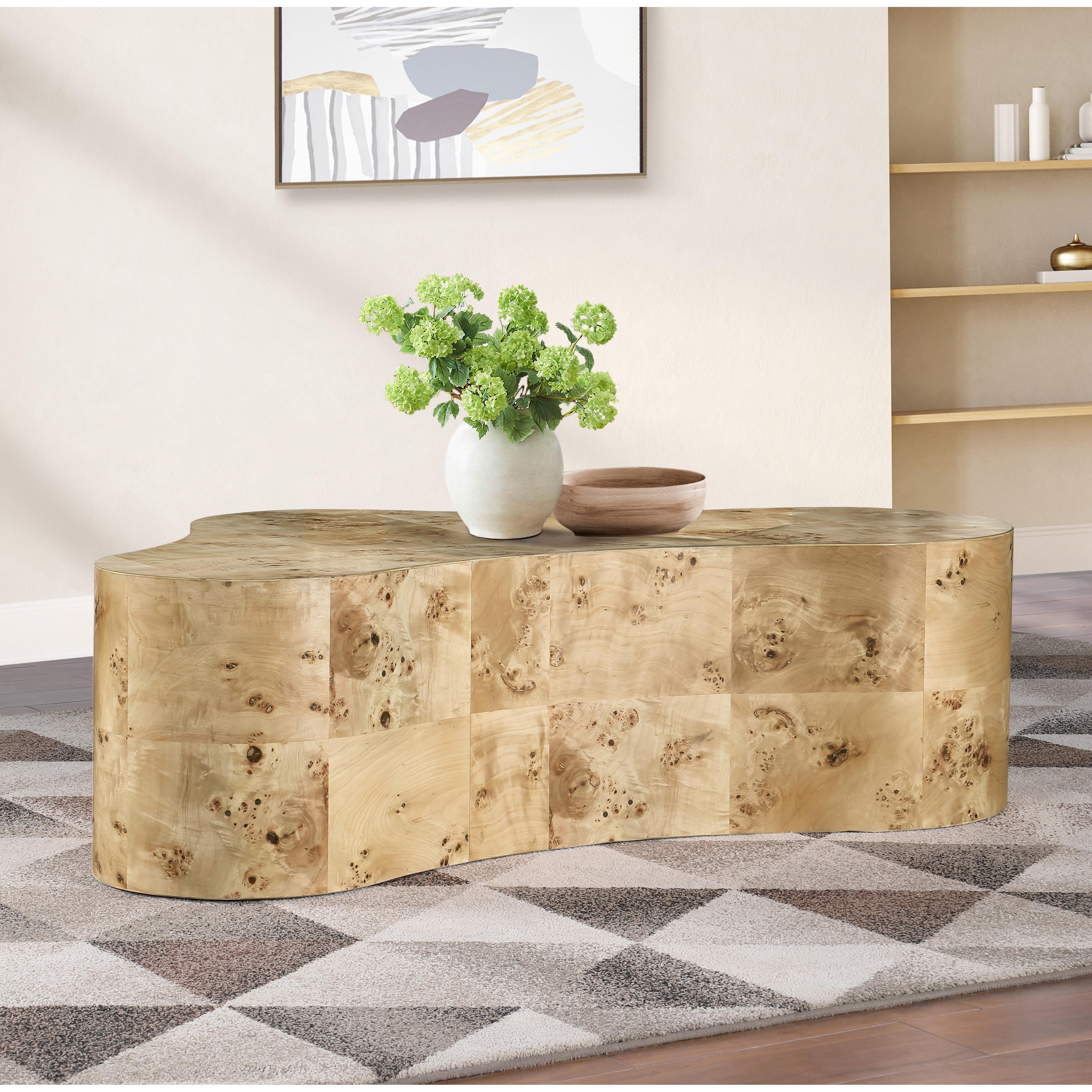 Meridian Zaire Natural Burl Wood Coffee Table