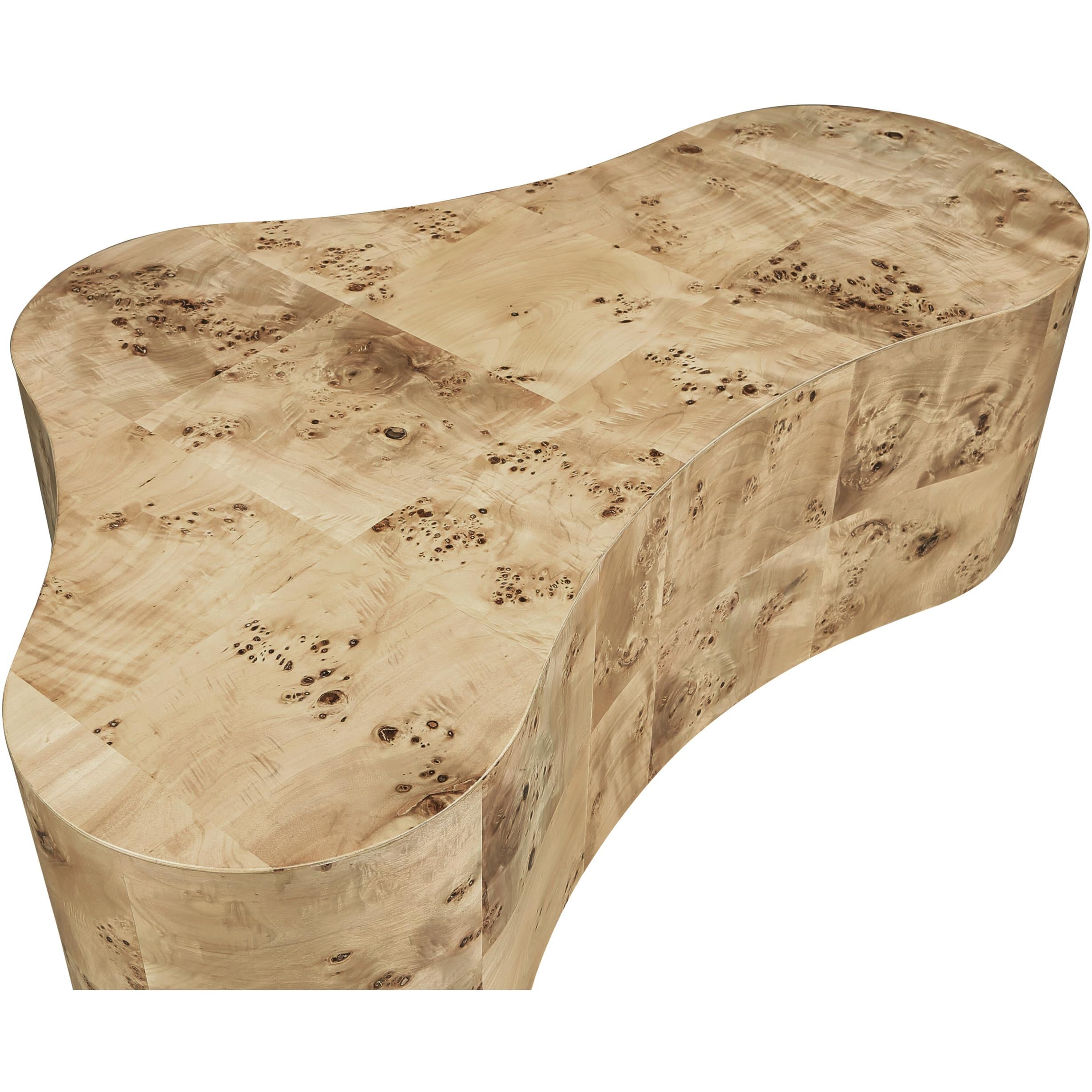 Meridian Zaire Natural Burl Wood Coffee Table