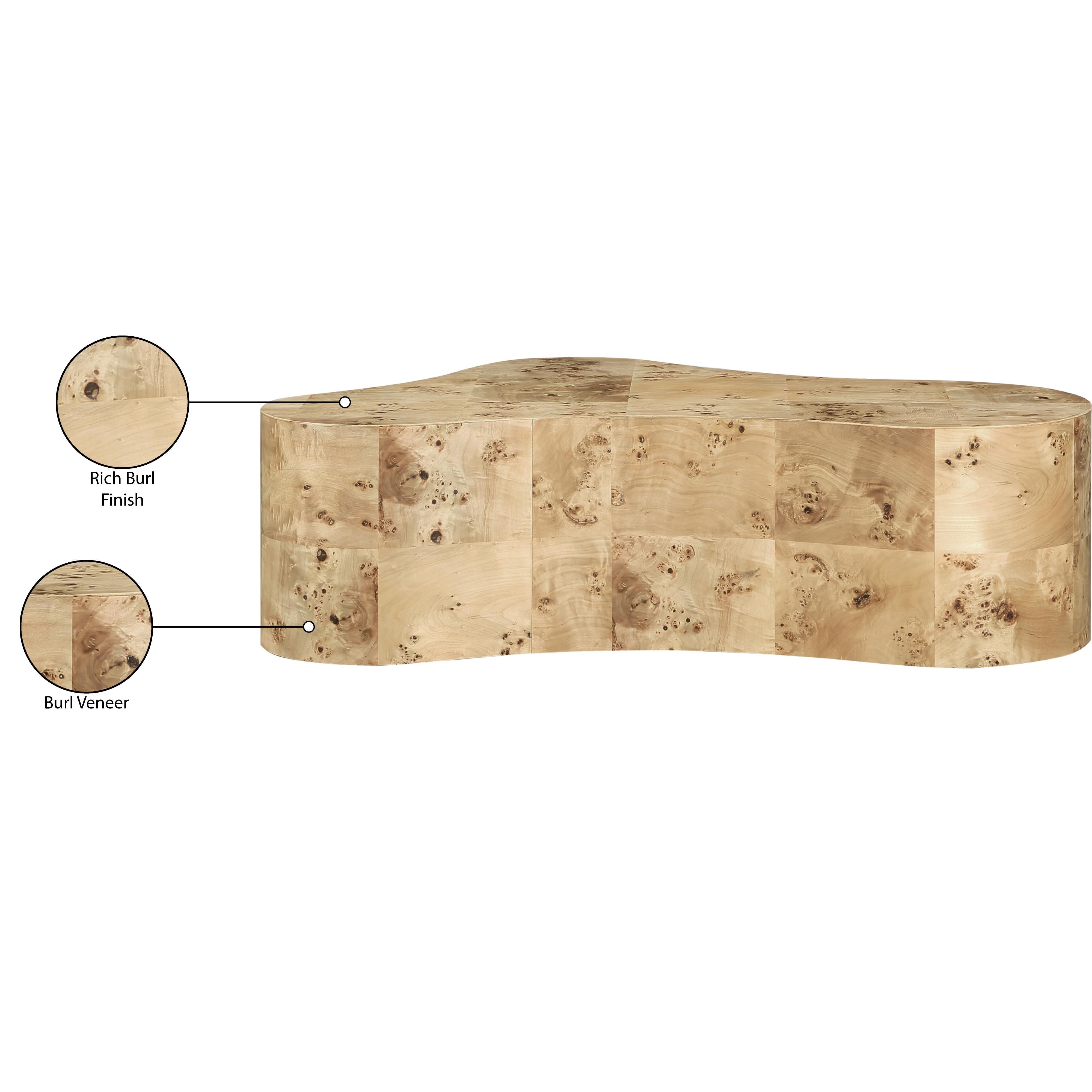 Meridian Zaire Natural Burl Wood Coffee Table