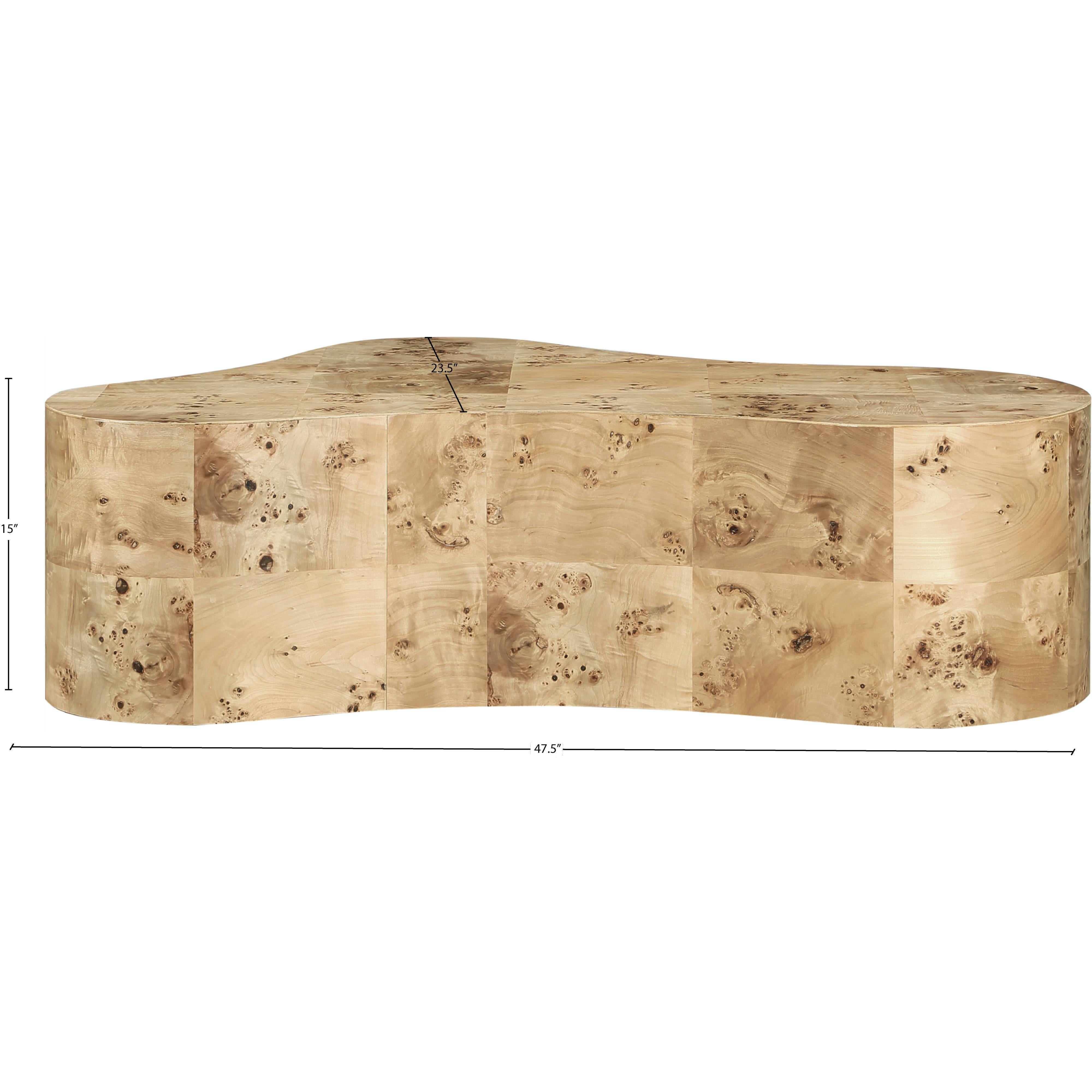 Meridian Zaire Natural Burl Wood Coffee Table