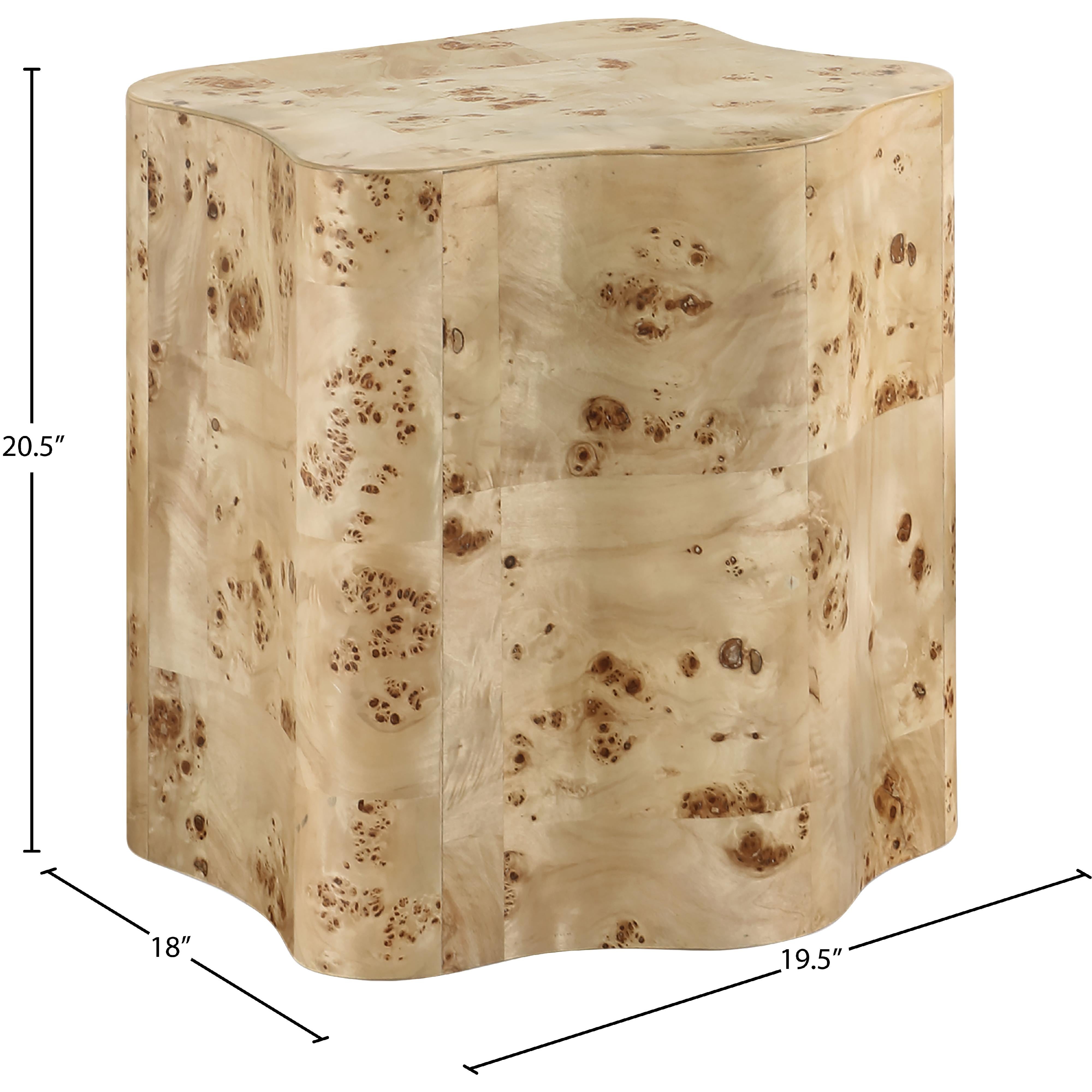 Meridian Zaire Natural Burl Wood End Table