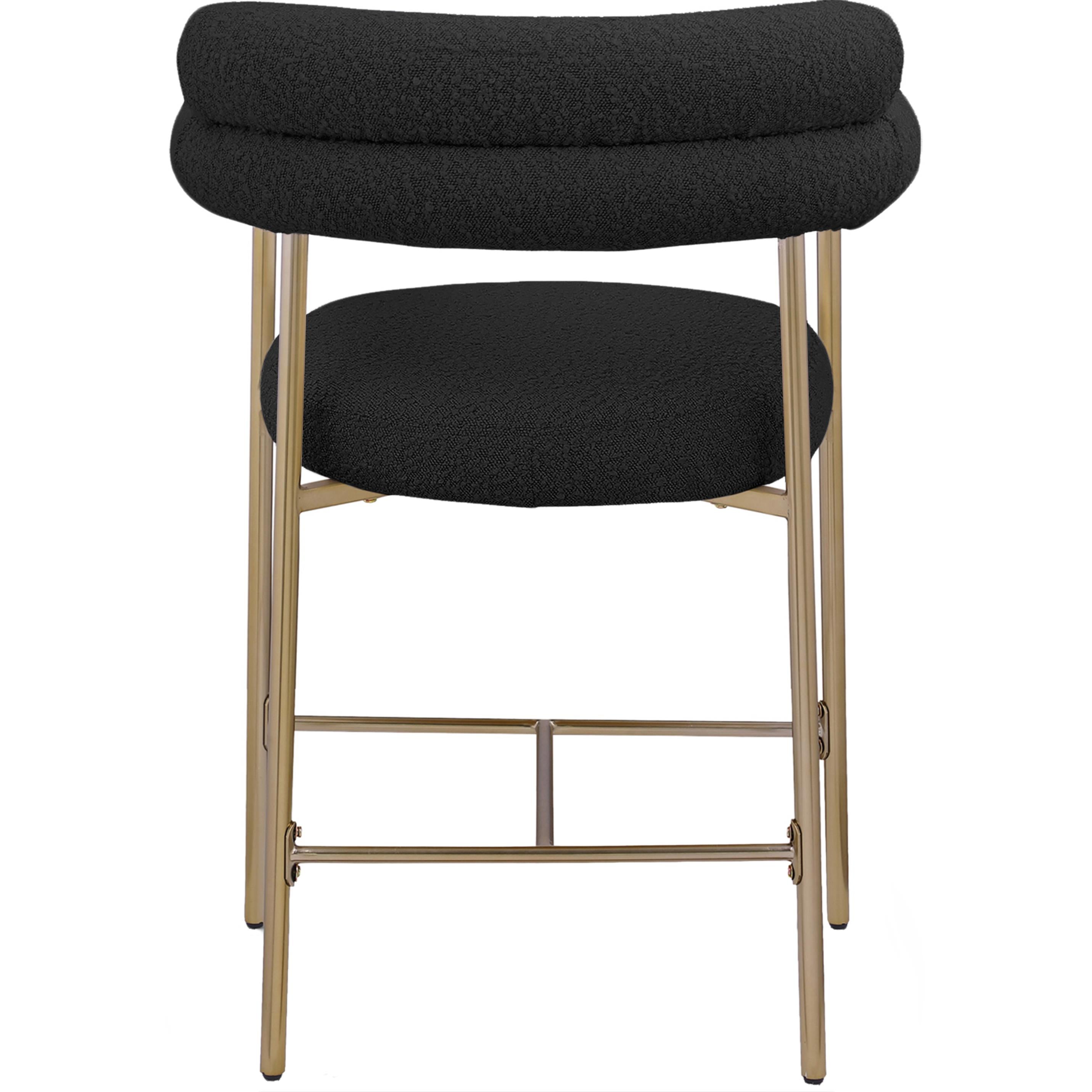 Meridian Blake Black Boucle Fabric Counter Stool