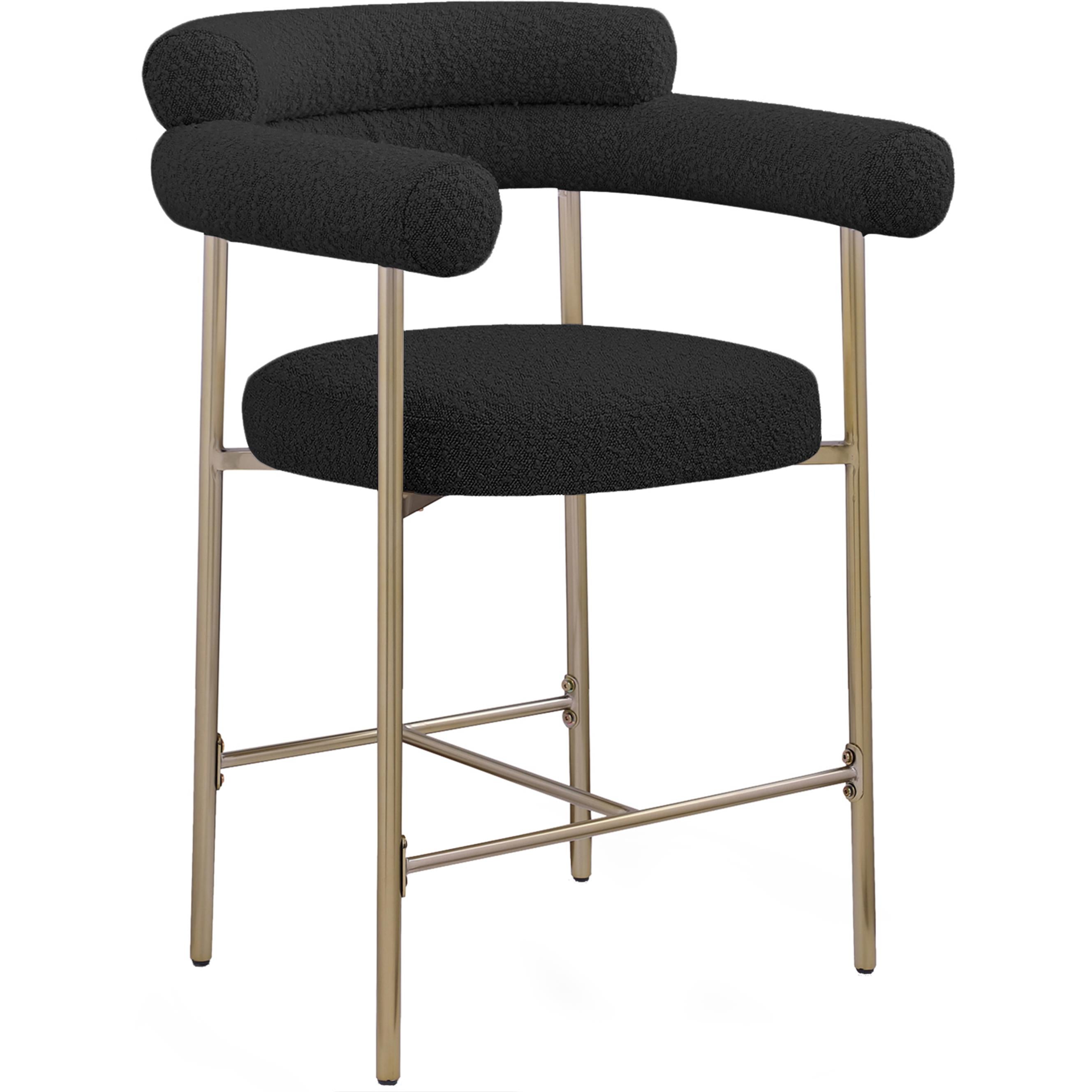 Meridian Blake Black Boucle Fabric Counter Stool