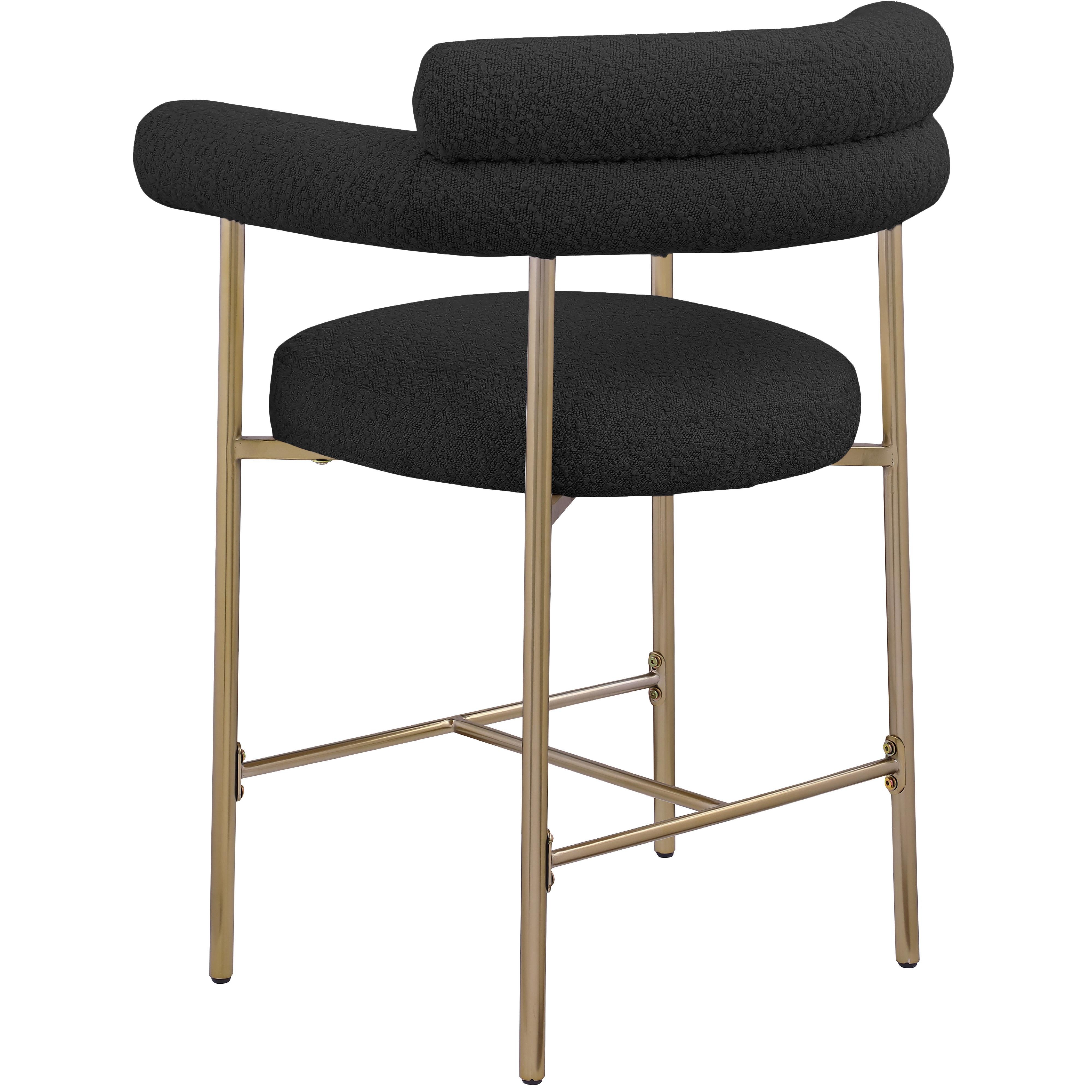 Meridian Blake Black Boucle Fabric Counter Stool