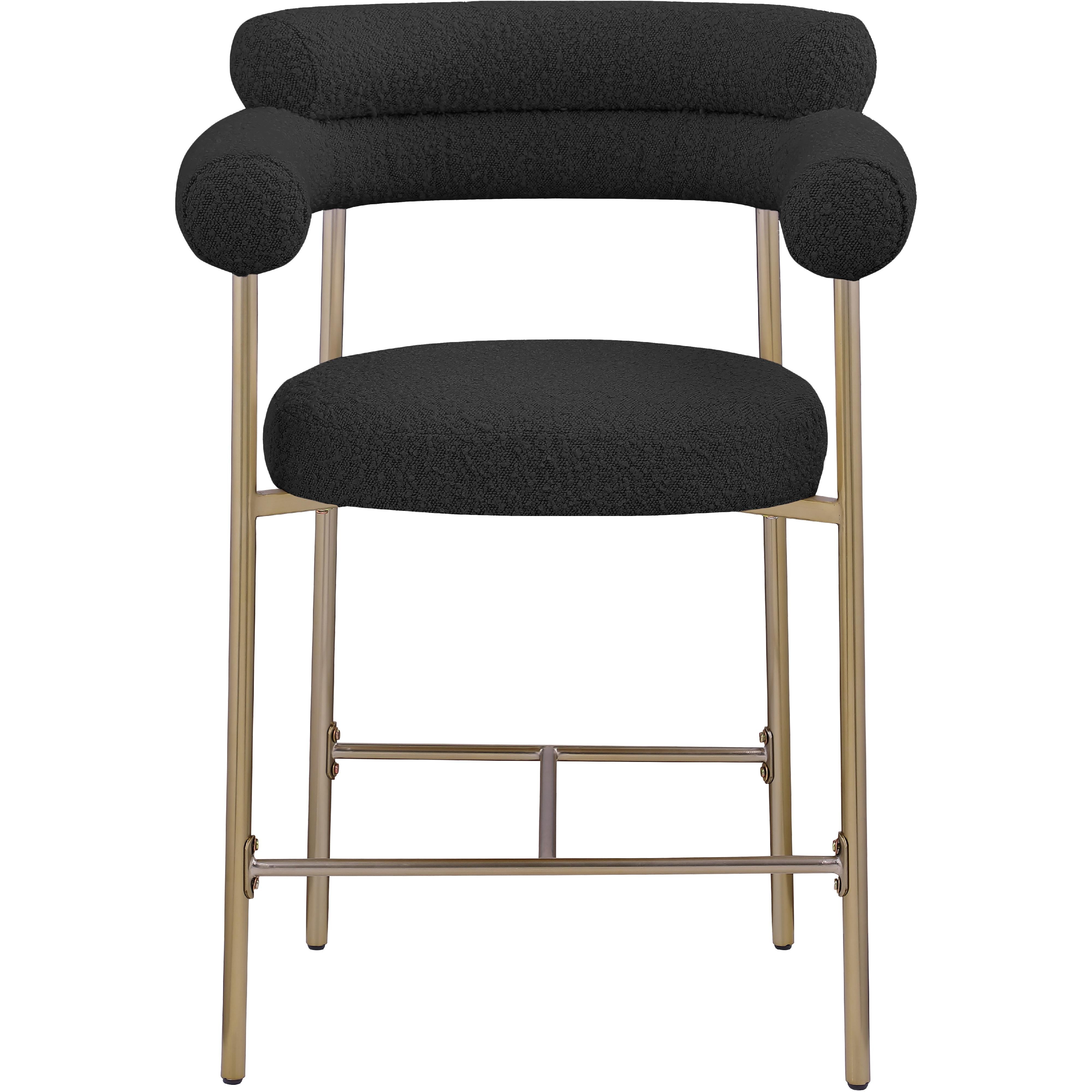 Meridian Blake Black Boucle Fabric Counter Stool