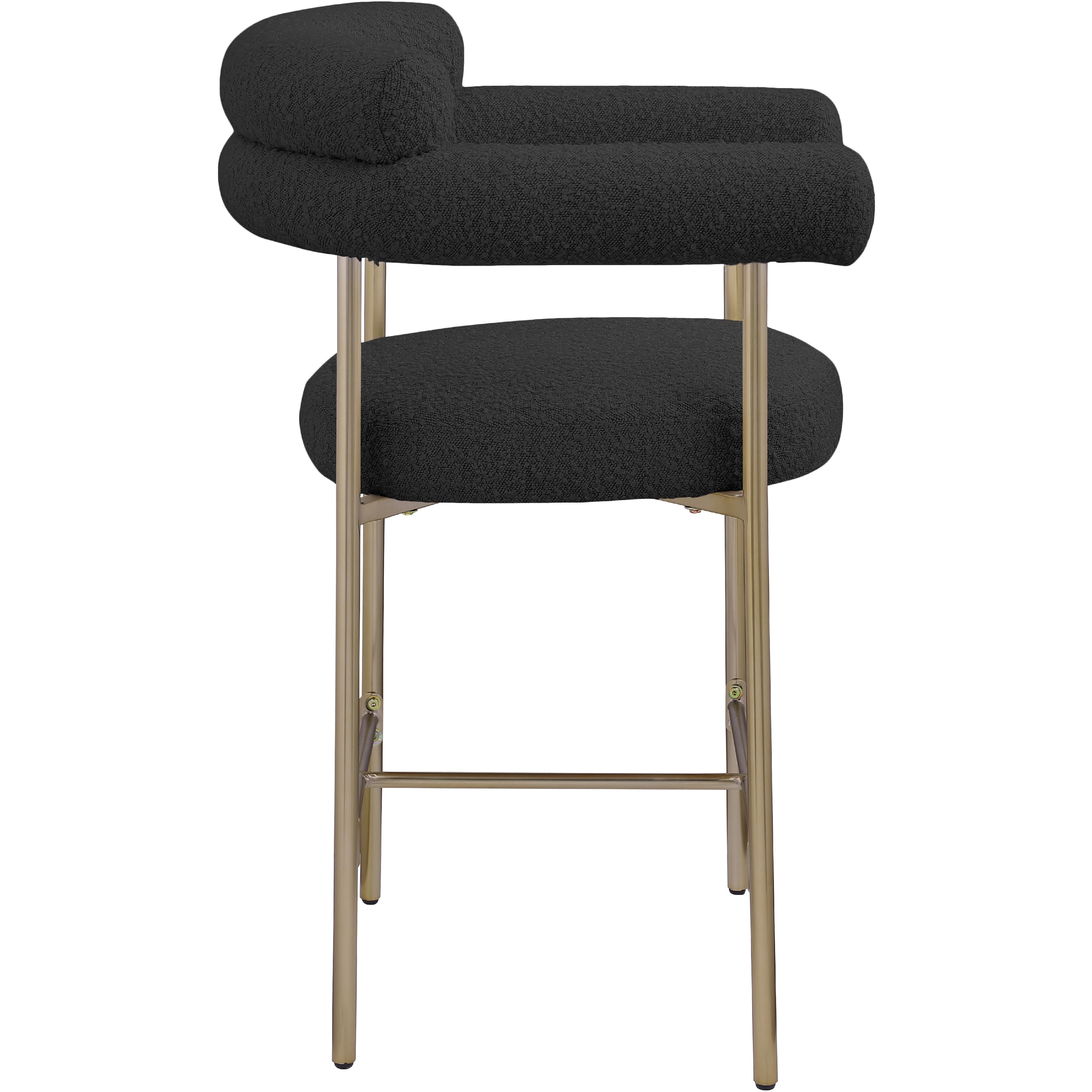 Meridian Blake Black Boucle Fabric Counter Stool