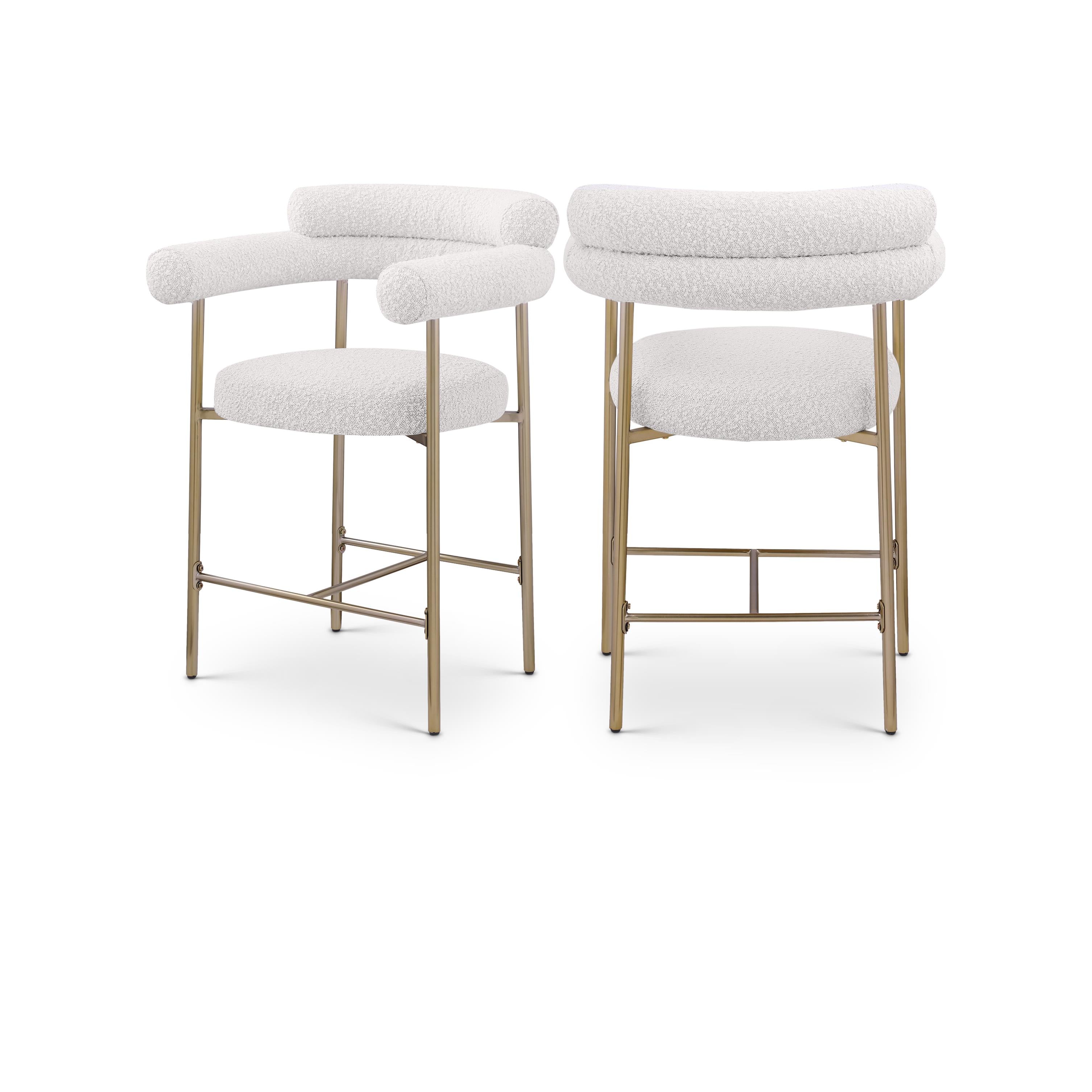 Meridian Blake Cream Boucle Fabric Counter Stool