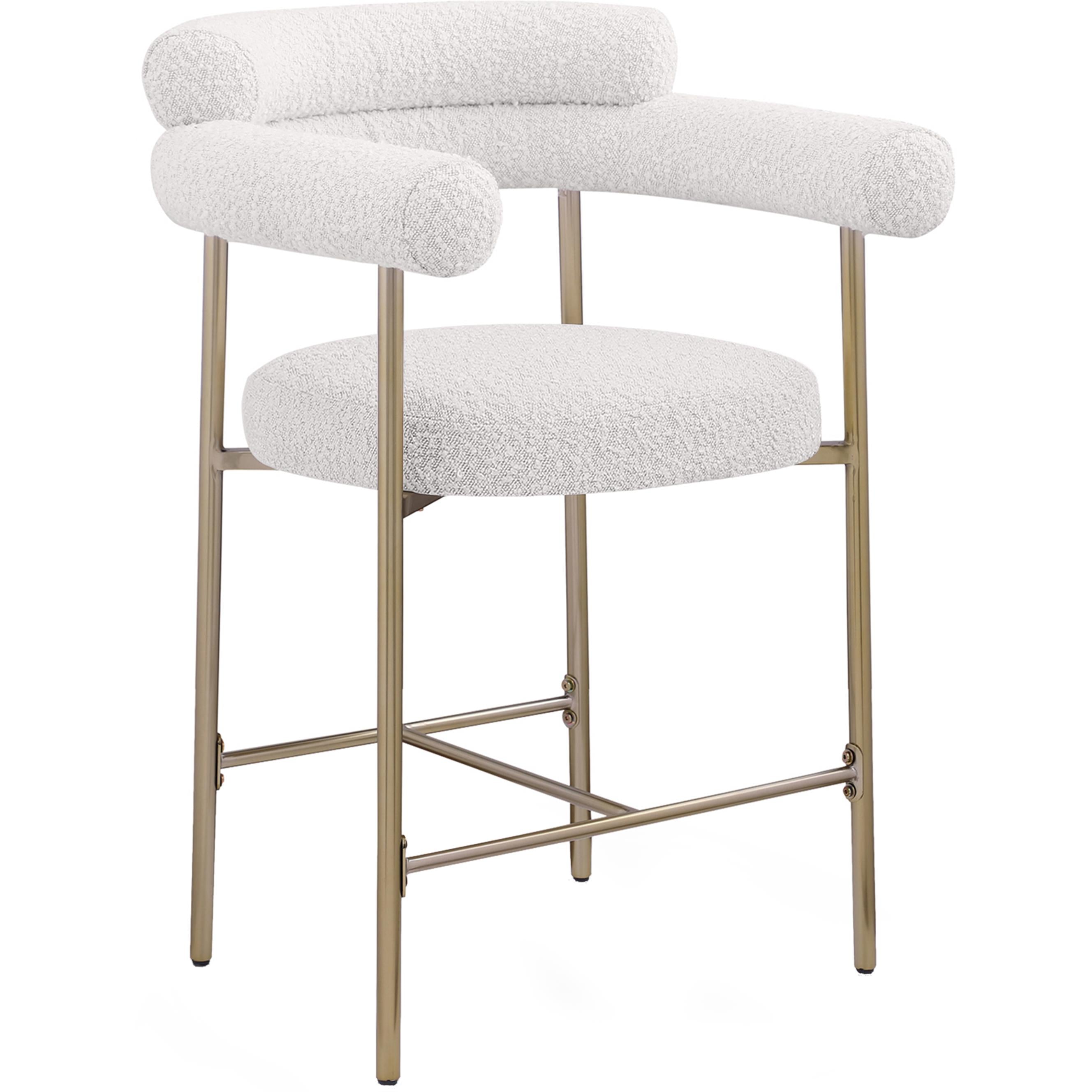 Meridian Blake Cream Boucle Fabric Counter Stool