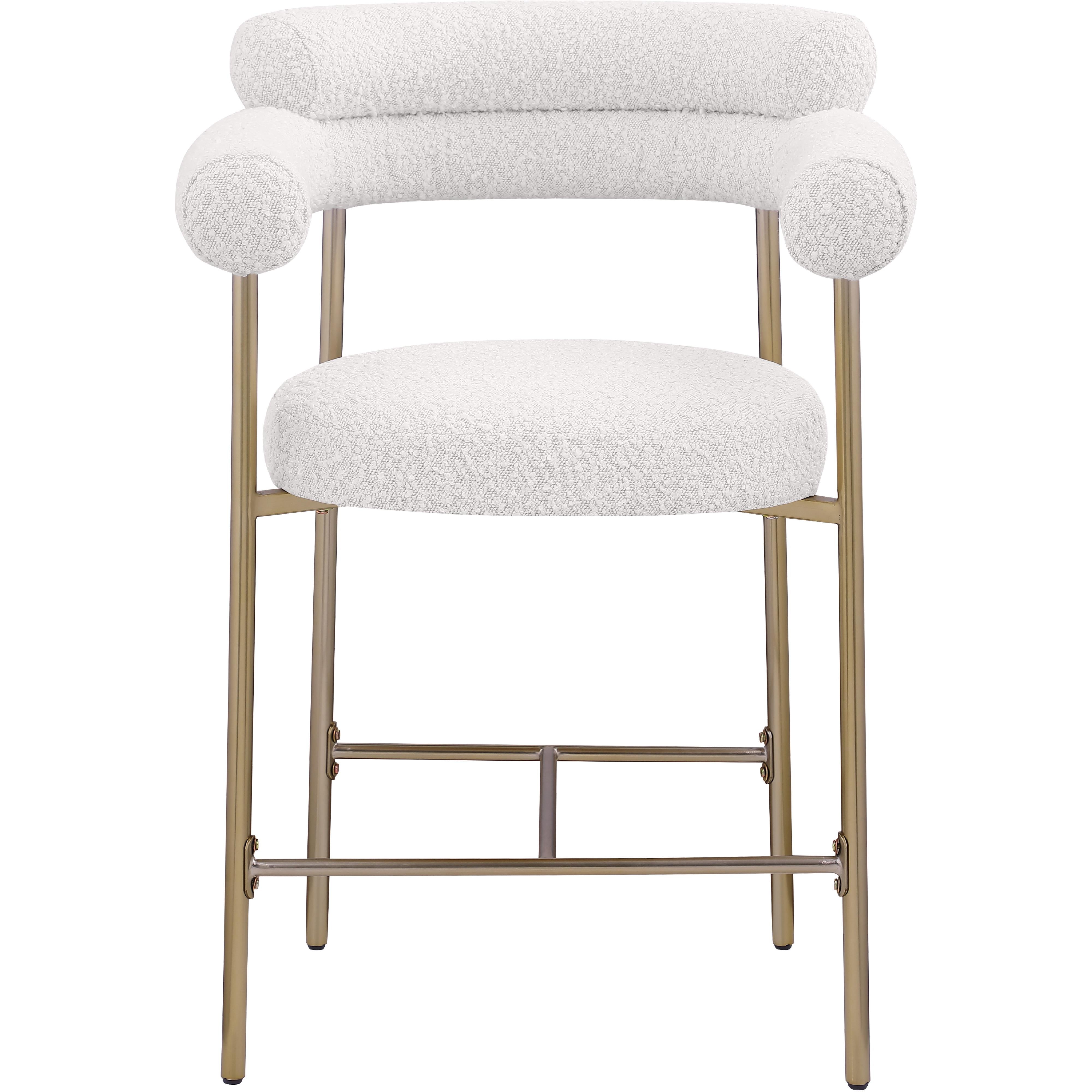 Meridian Blake Cream Boucle Fabric Counter Stool