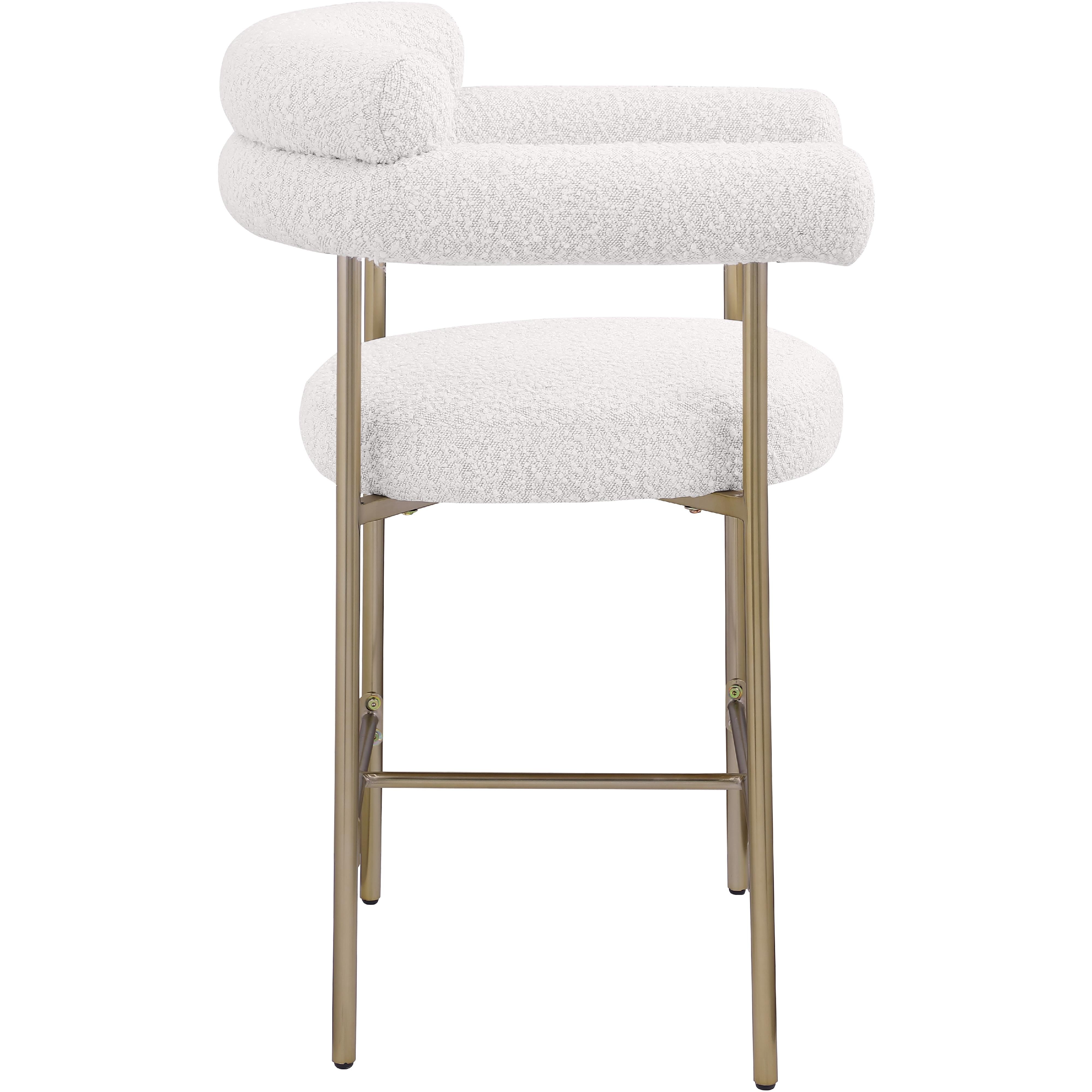 Meridian Blake Cream Boucle Fabric Counter Stool