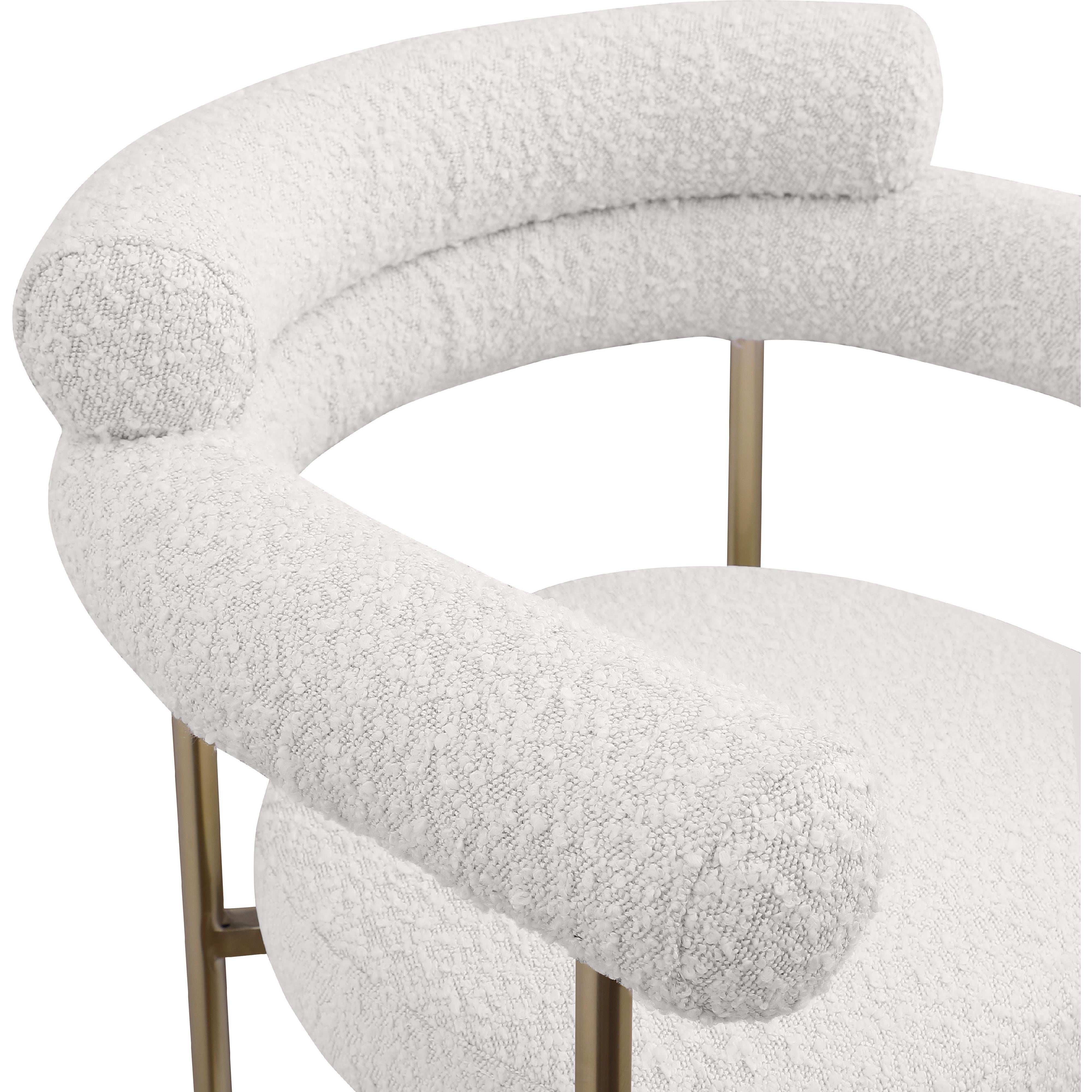 Meridian Blake Cream Boucle Fabric Counter Stool