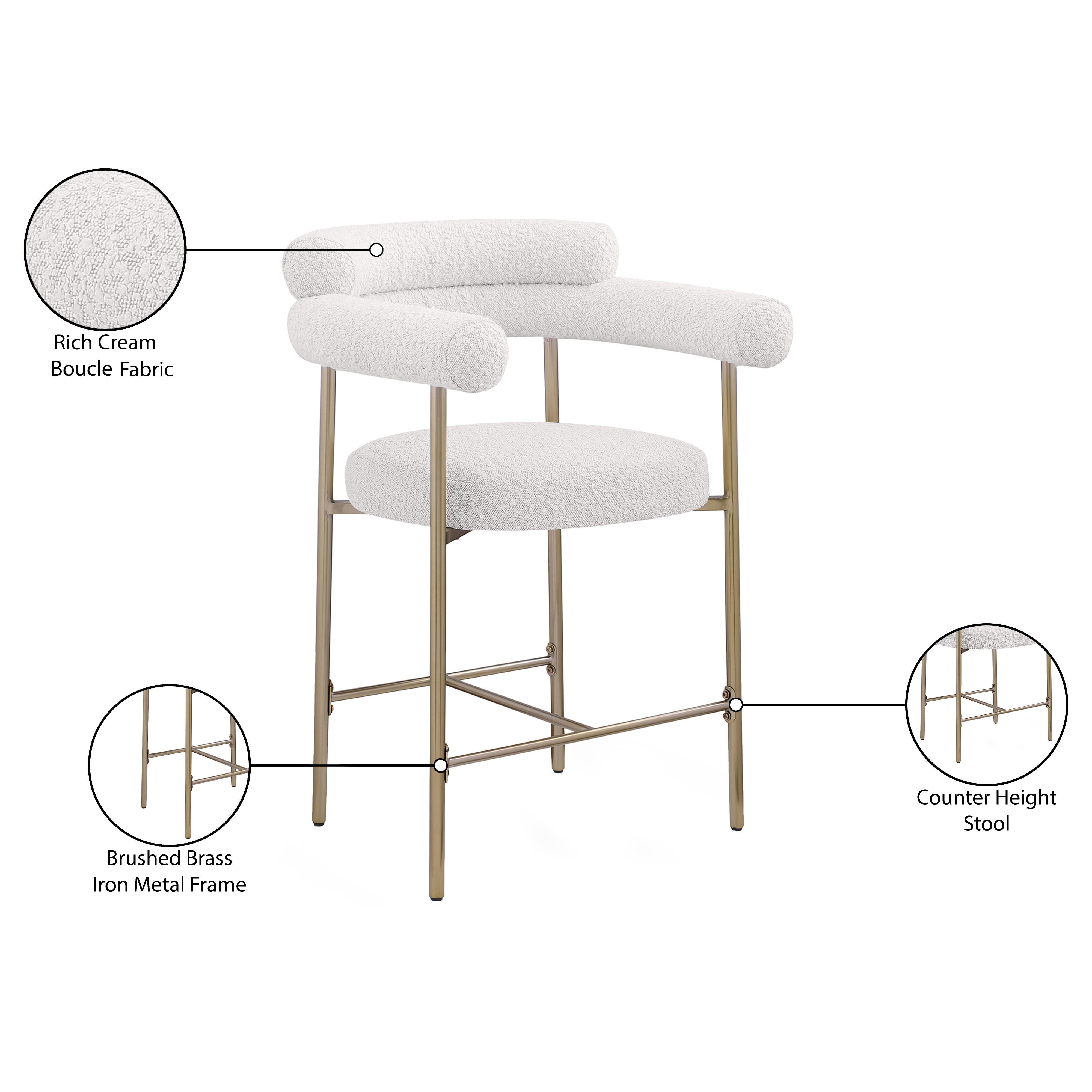 Meridian Blake Cream Boucle Fabric Counter Stool