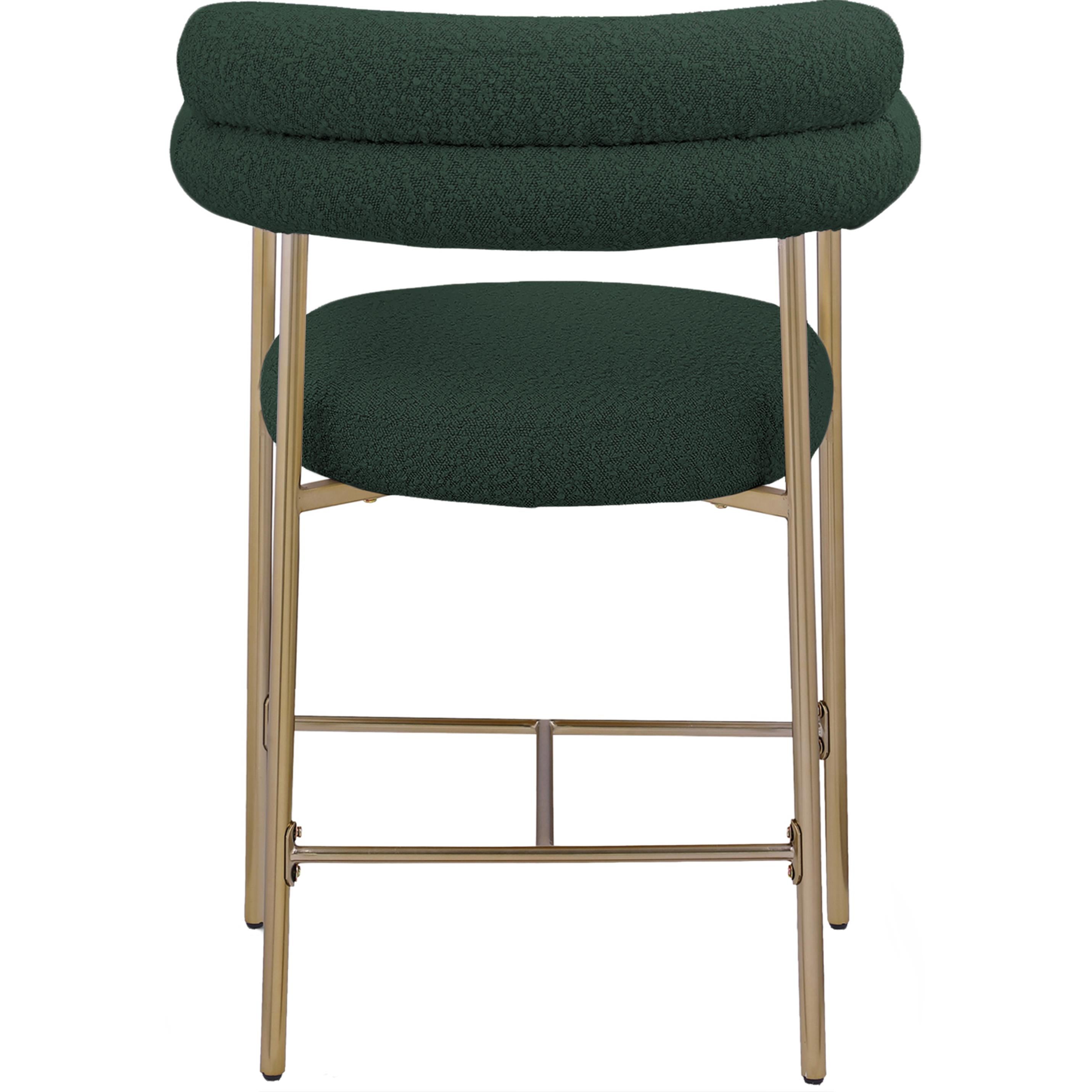 Meridian Blake Green Boucle Fabric Counter Stool