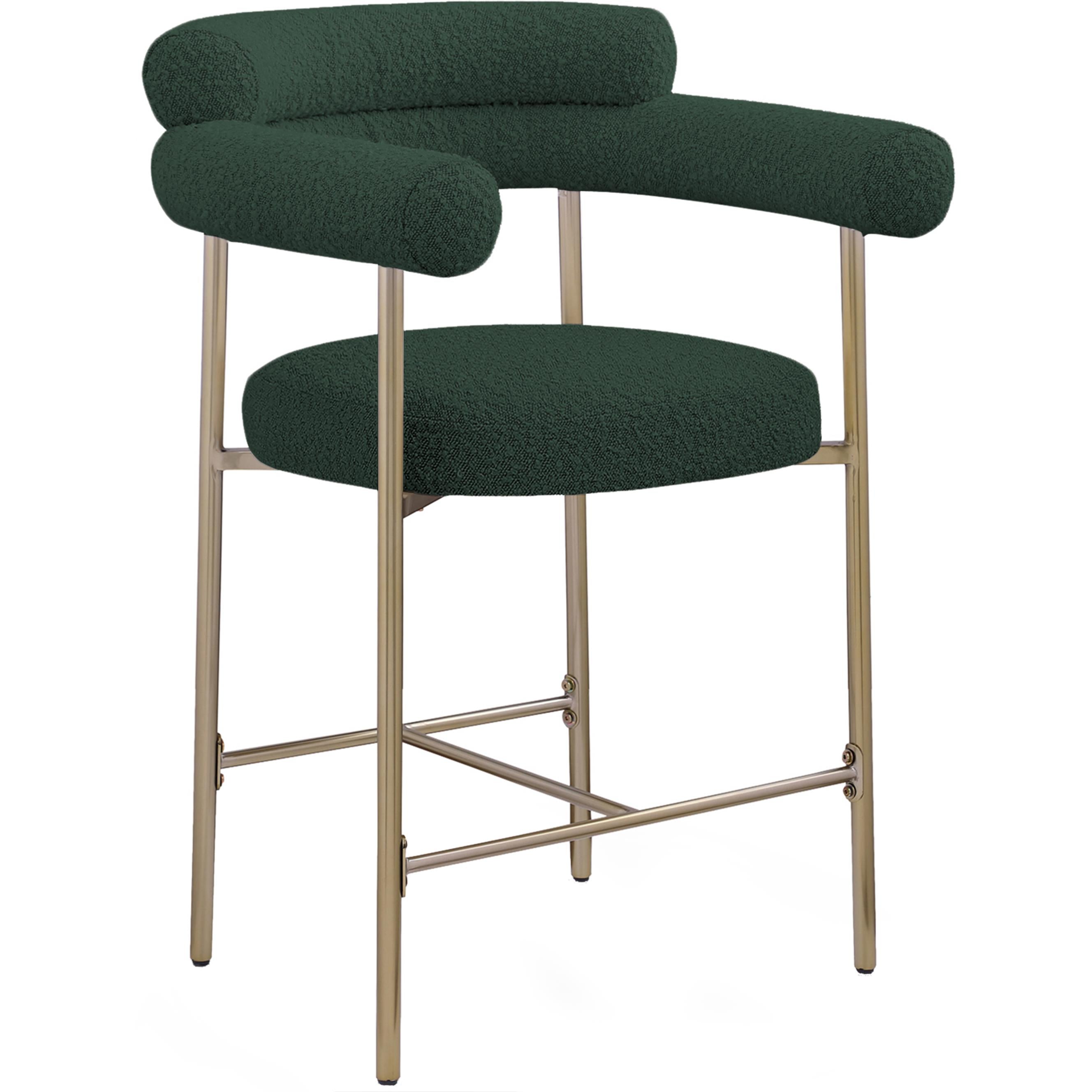 Meridian Blake Green Boucle Fabric Counter Stool