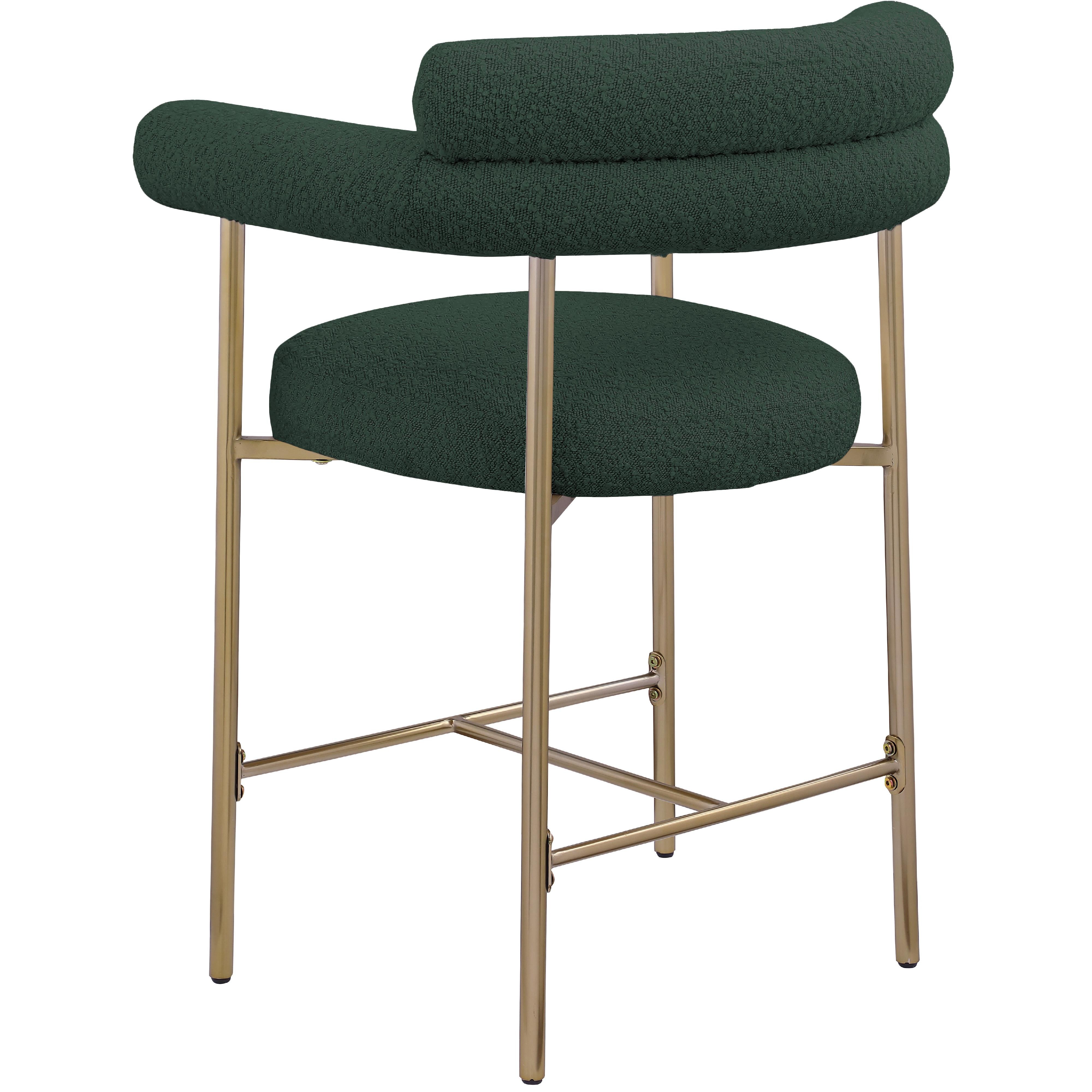 Meridian Blake Green Boucle Fabric Counter Stool