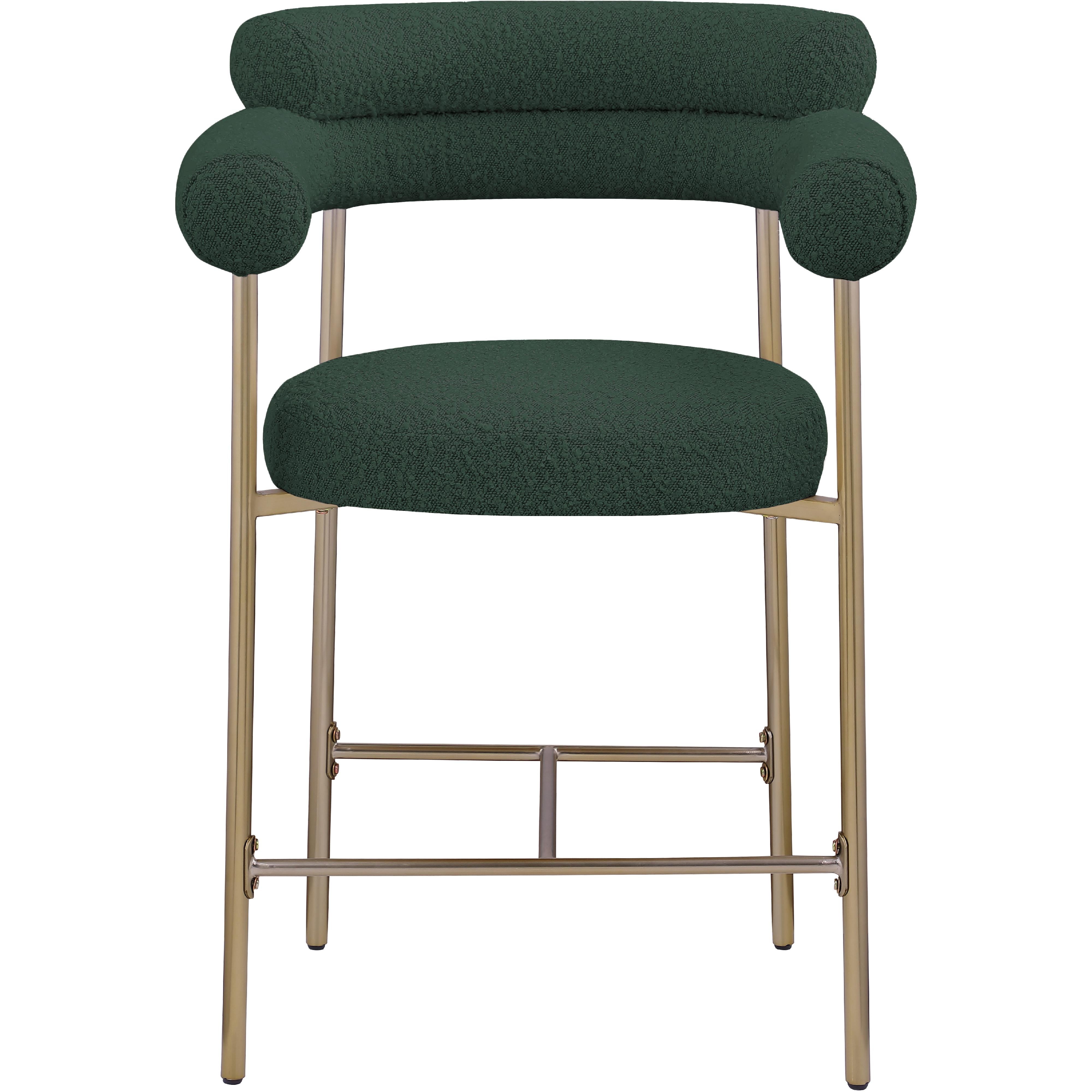 Meridian Blake Green Boucle Fabric Counter Stool