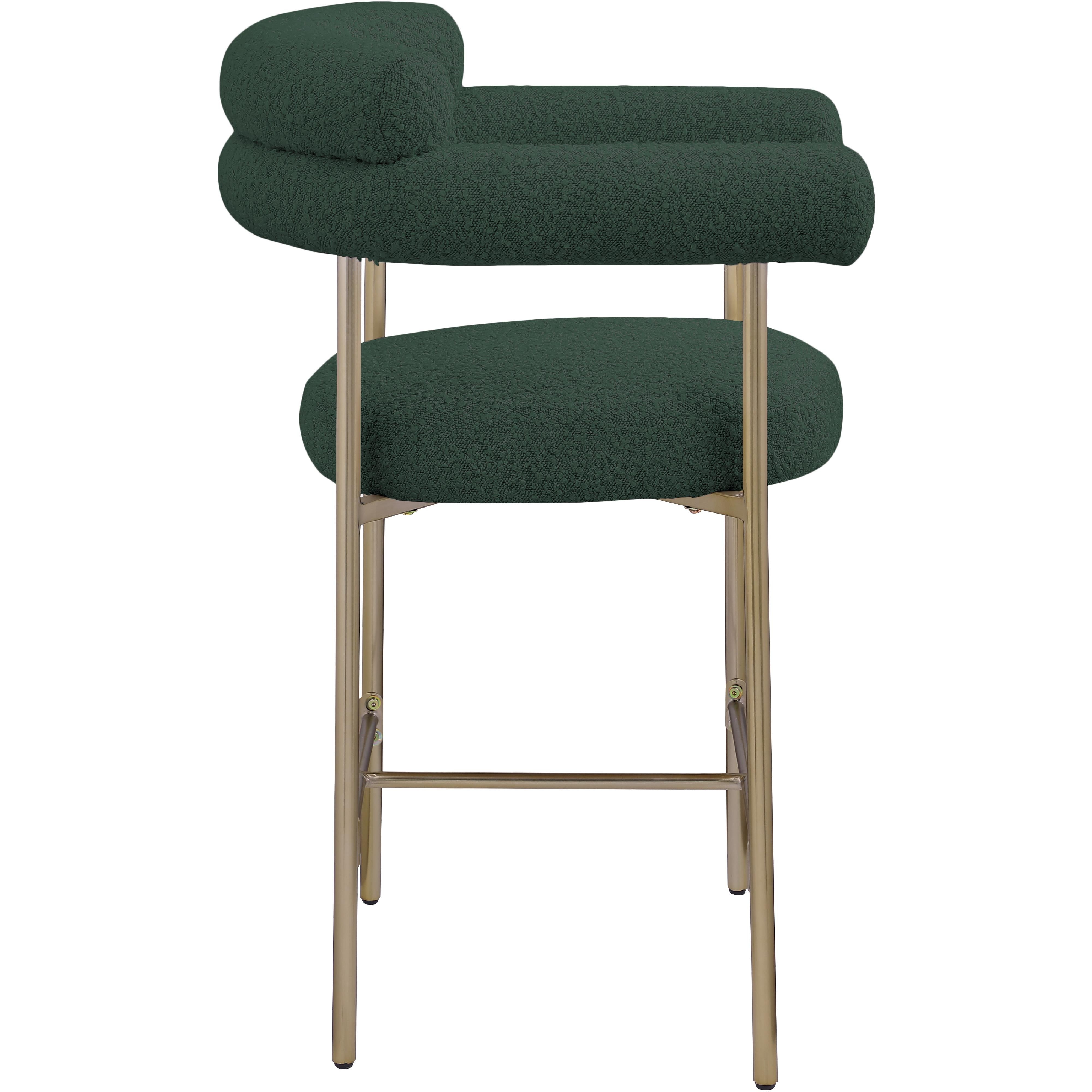 Meridian Blake Green Boucle Fabric Counter Stool