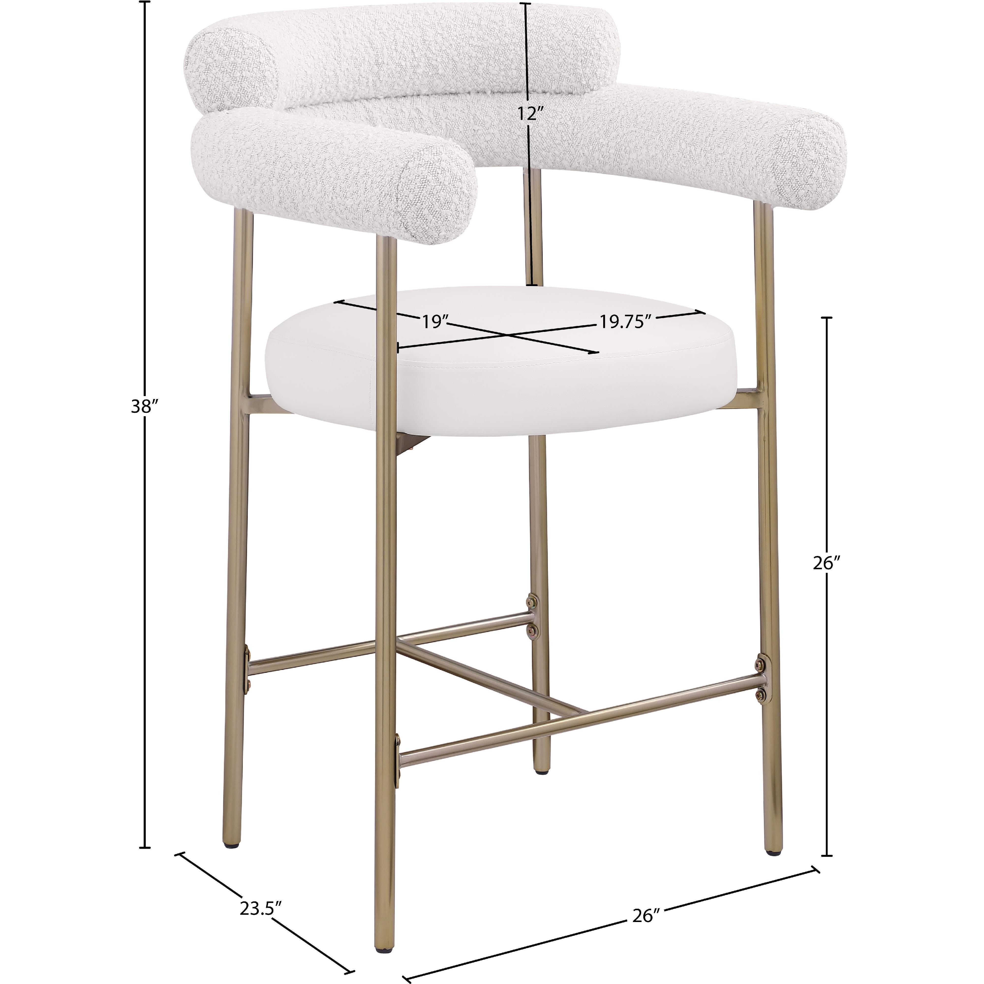 Meridian Blake Cream Boucle Fabric / Vegan Leather Counter Stool