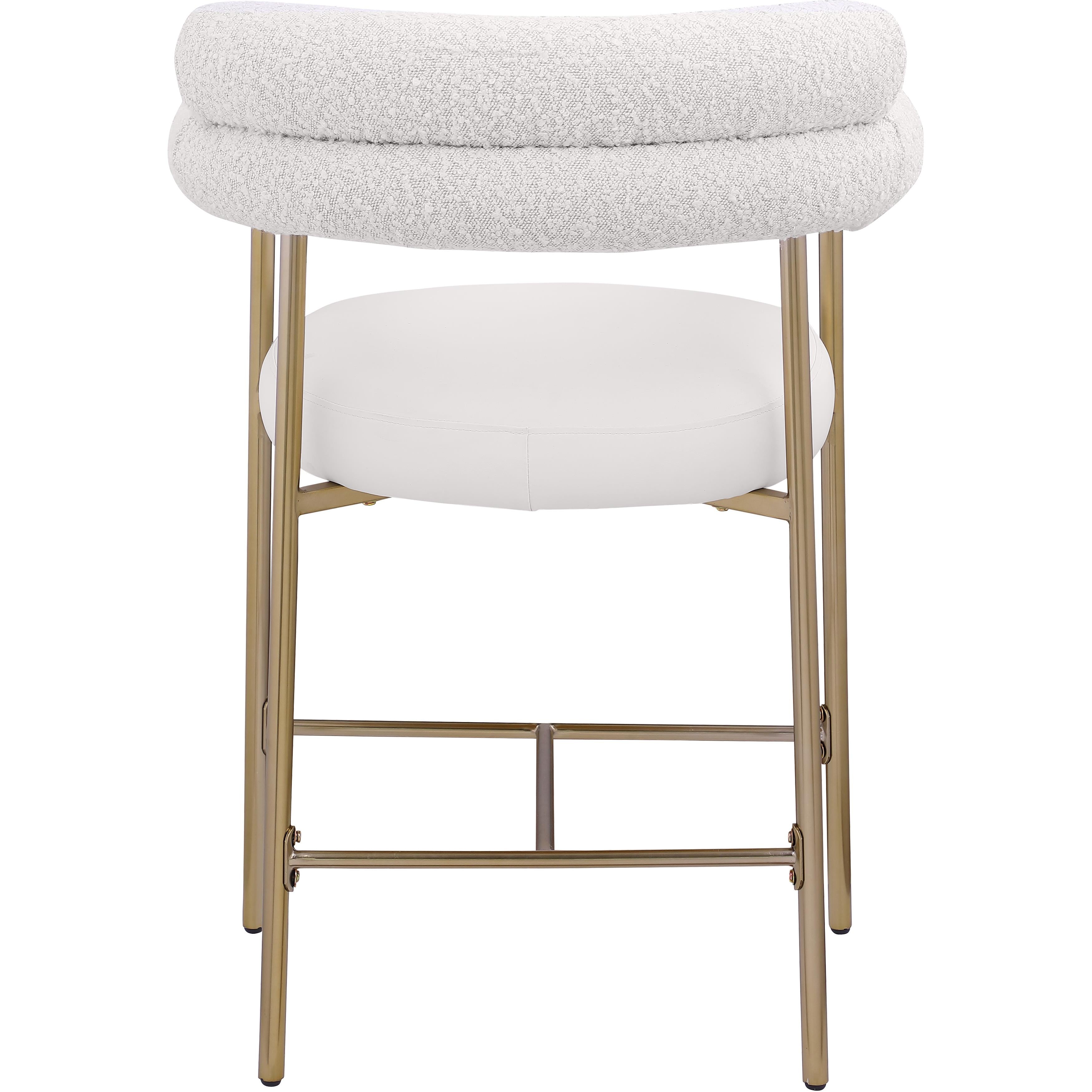 Meridian Blake Cream Boucle Fabric / Vegan Leather Counter Stool