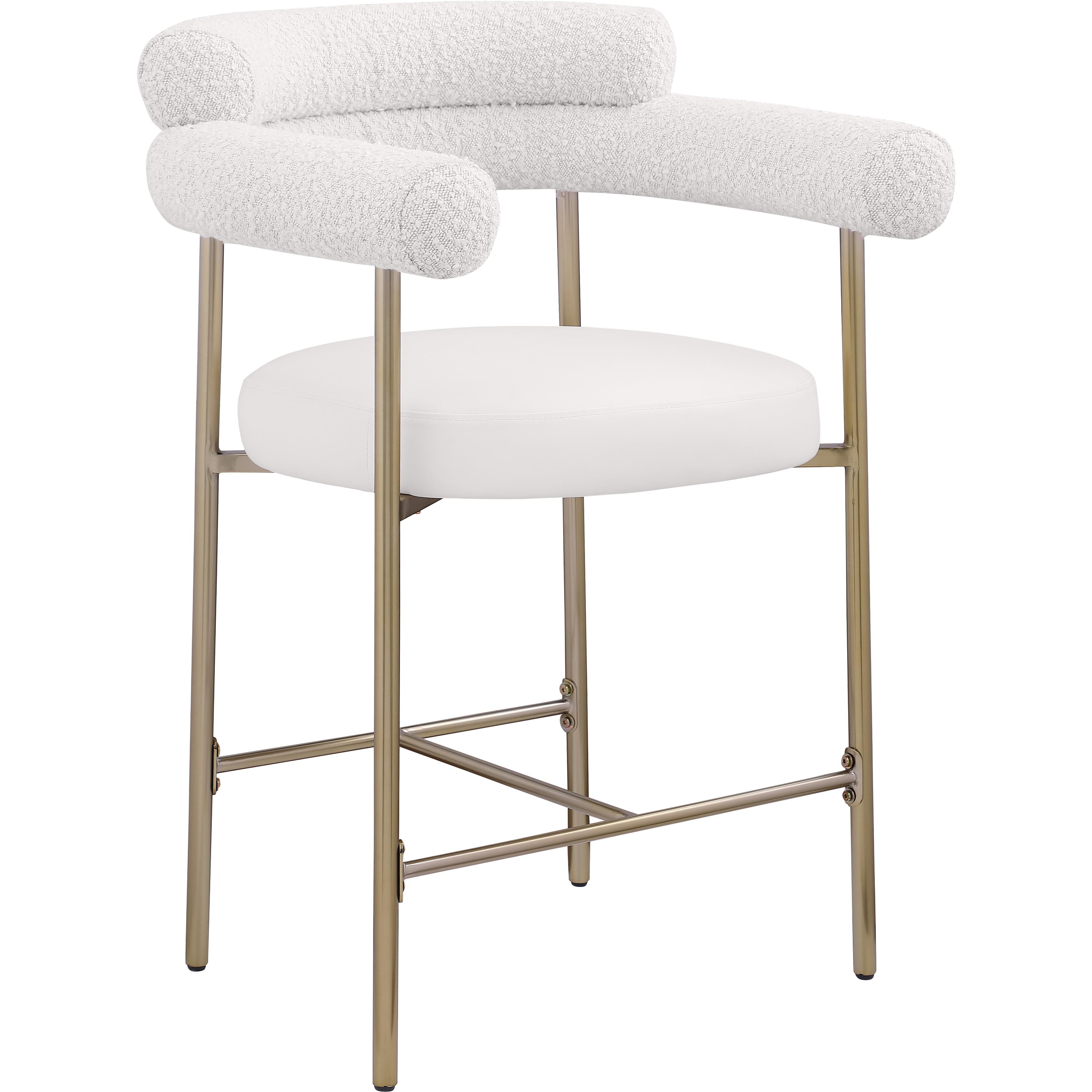 Meridian Blake Cream Boucle Fabric / Vegan Leather Counter Stool