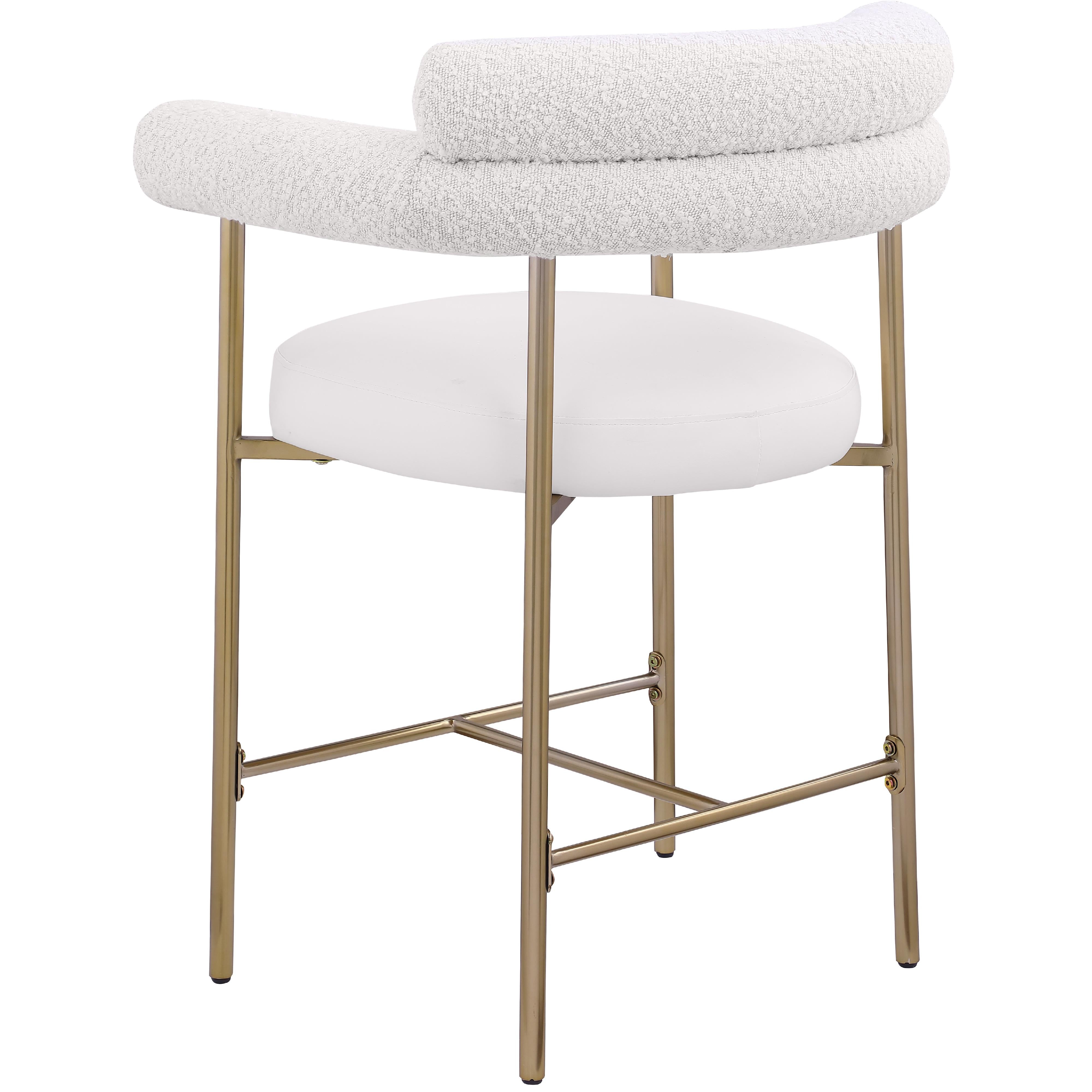 Meridian Blake Cream Boucle Fabric / Vegan Leather Counter Stool