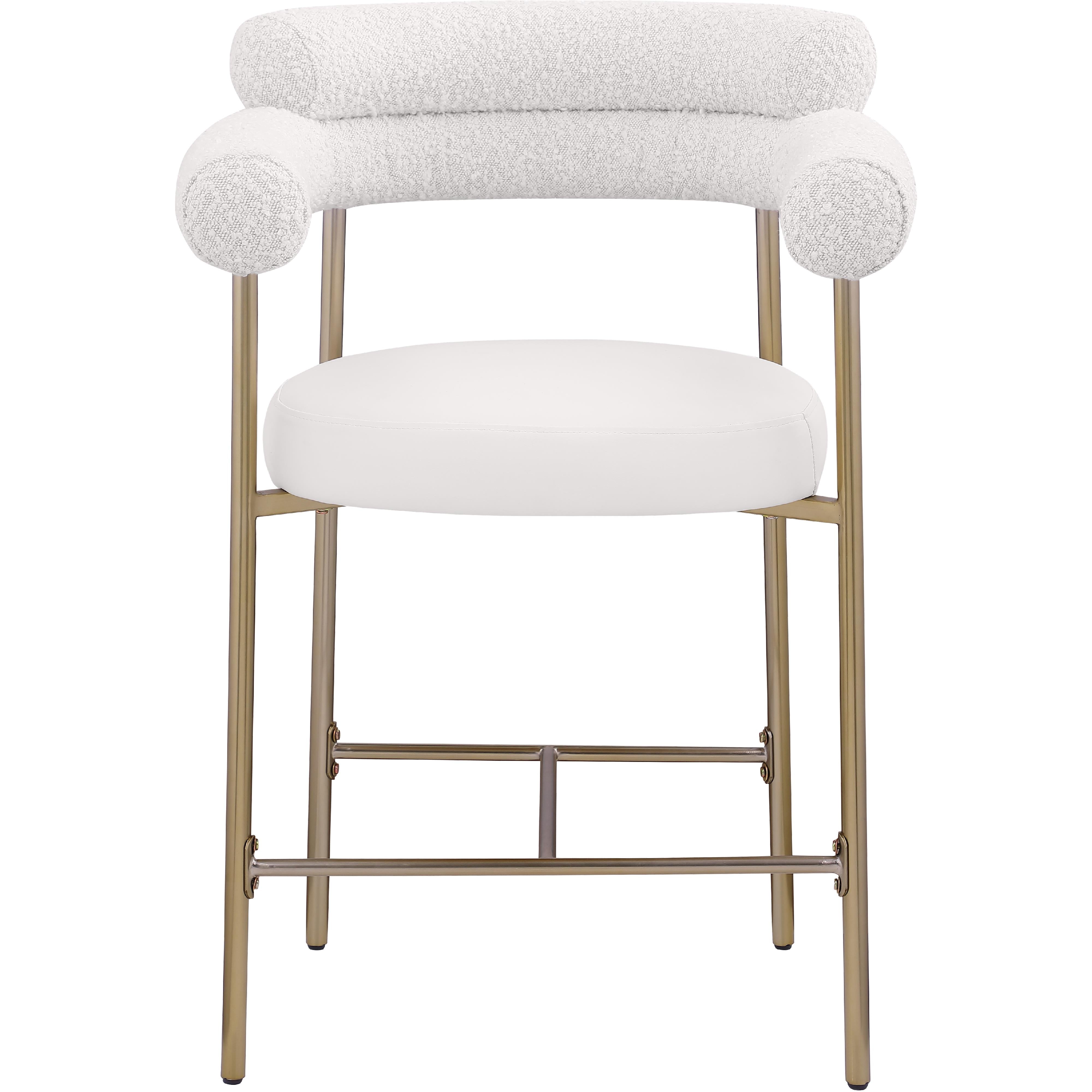 Meridian Blake Cream Boucle Fabric / Vegan Leather Counter Stool