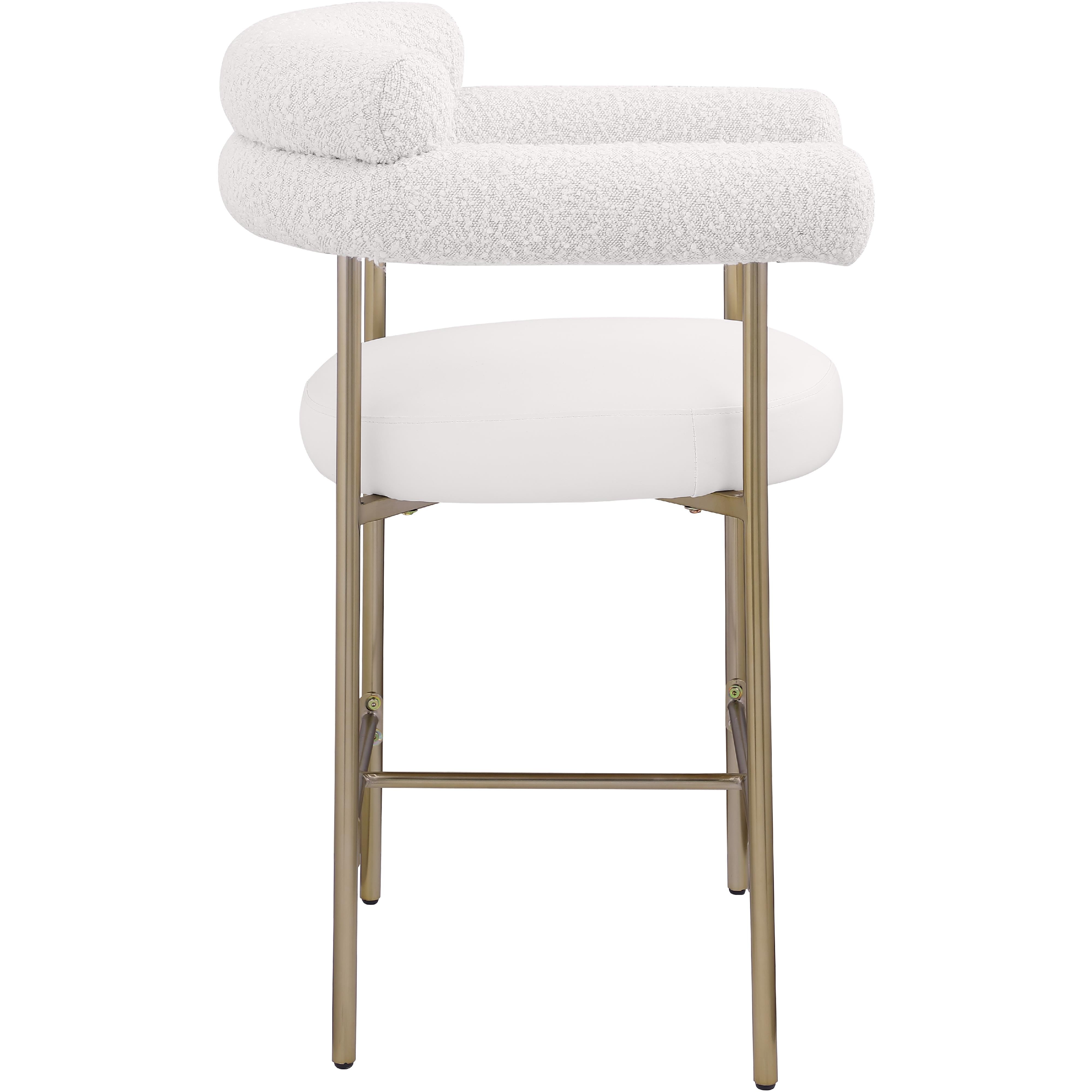 Meridian Blake Cream Boucle Fabric / Vegan Leather Counter Stool