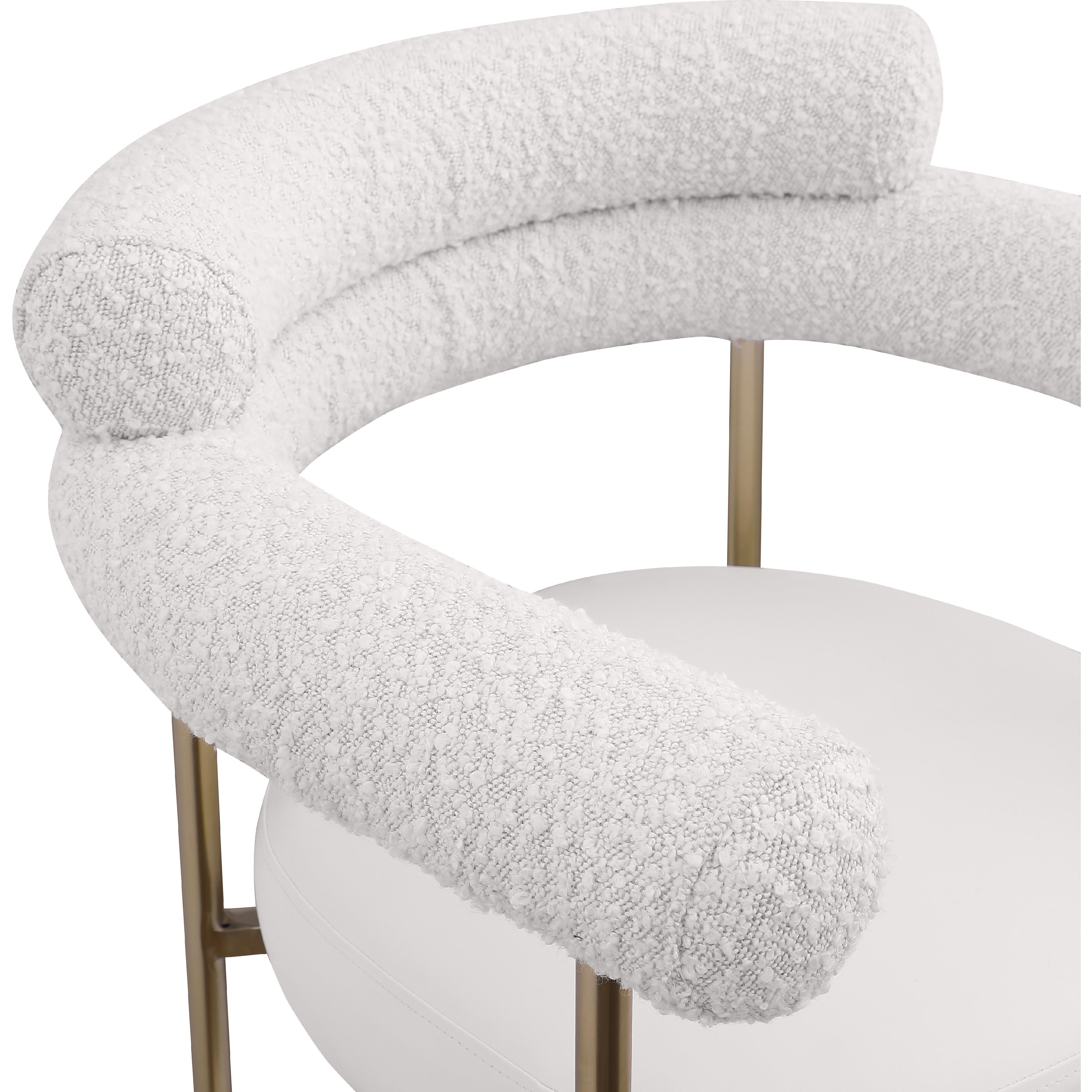 Meridian Blake Cream Boucle Fabric / Vegan Leather Counter Stool