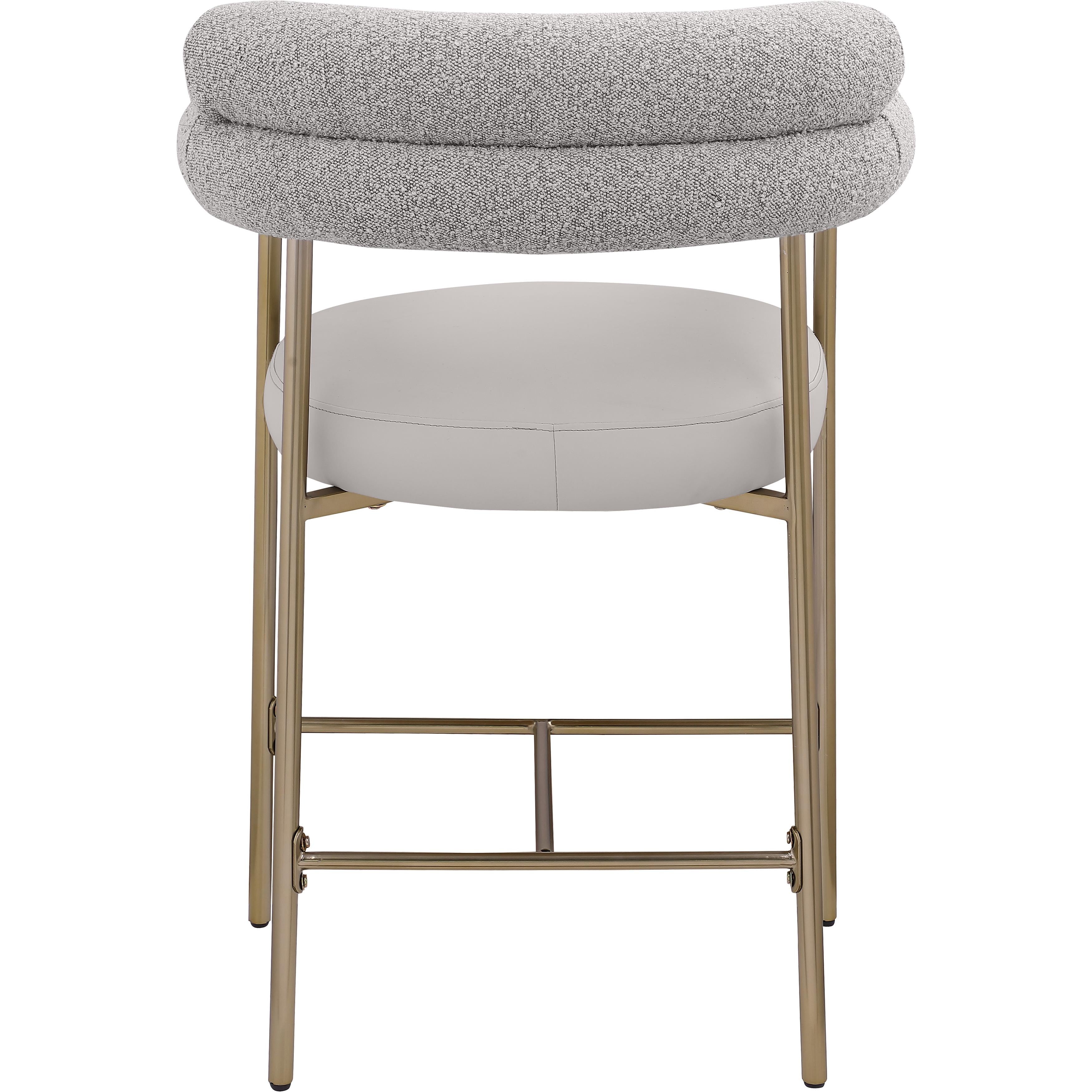 Meridian Blake Taupe Boucle Fabric / Vegan Leather Counter Stool