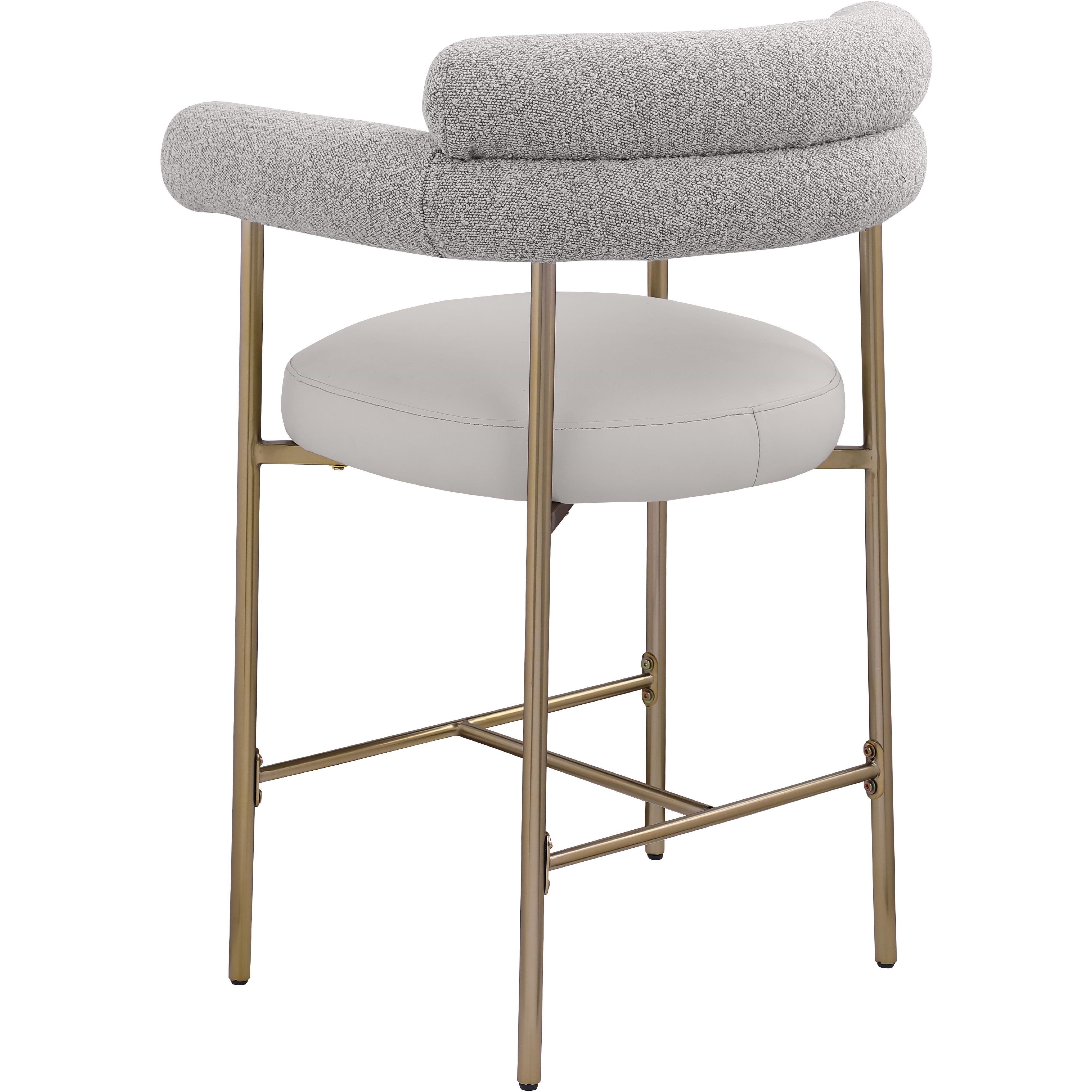 Meridian Blake Taupe Boucle Fabric / Vegan Leather Counter Stool