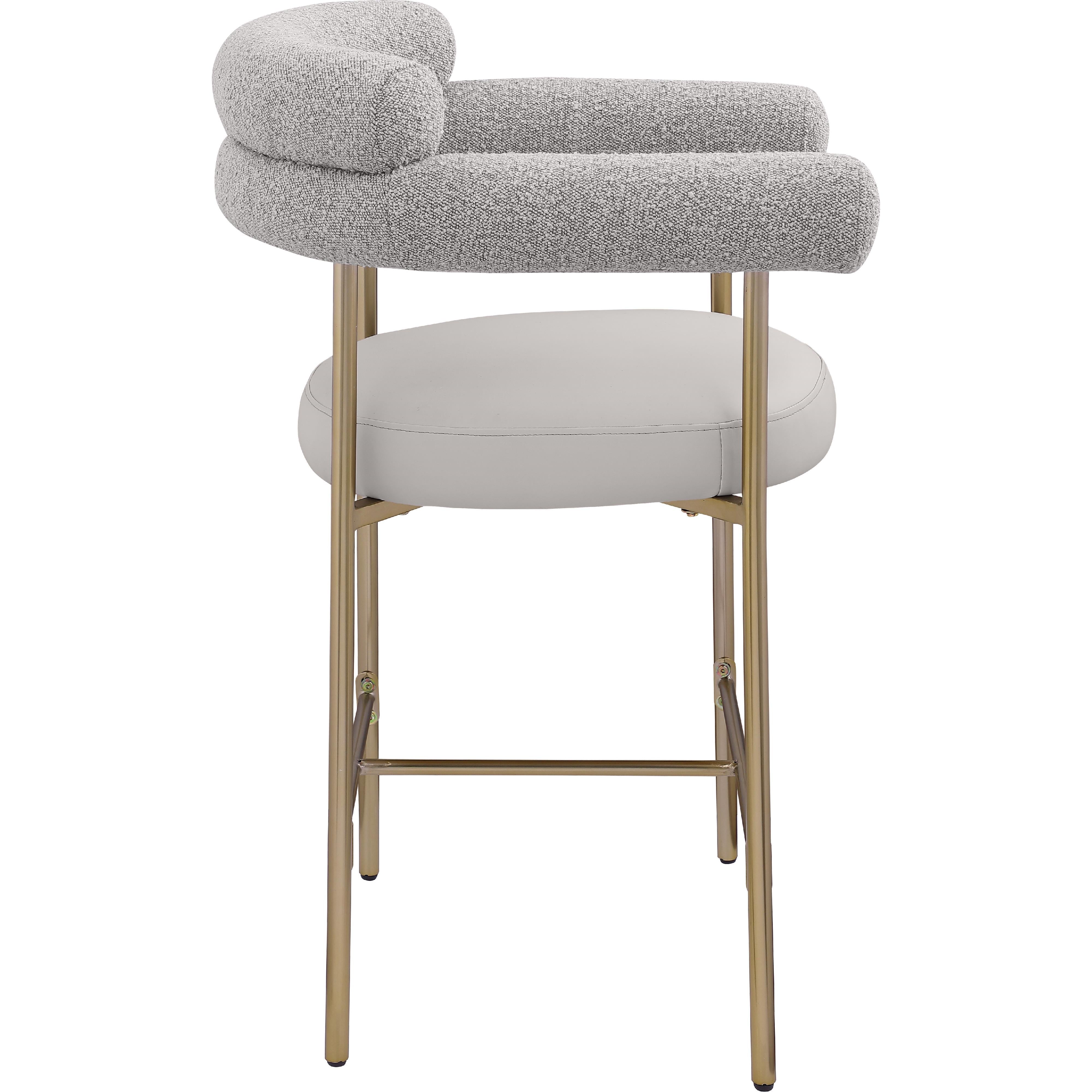 Meridian Blake Taupe Boucle Fabric / Vegan Leather Counter Stool