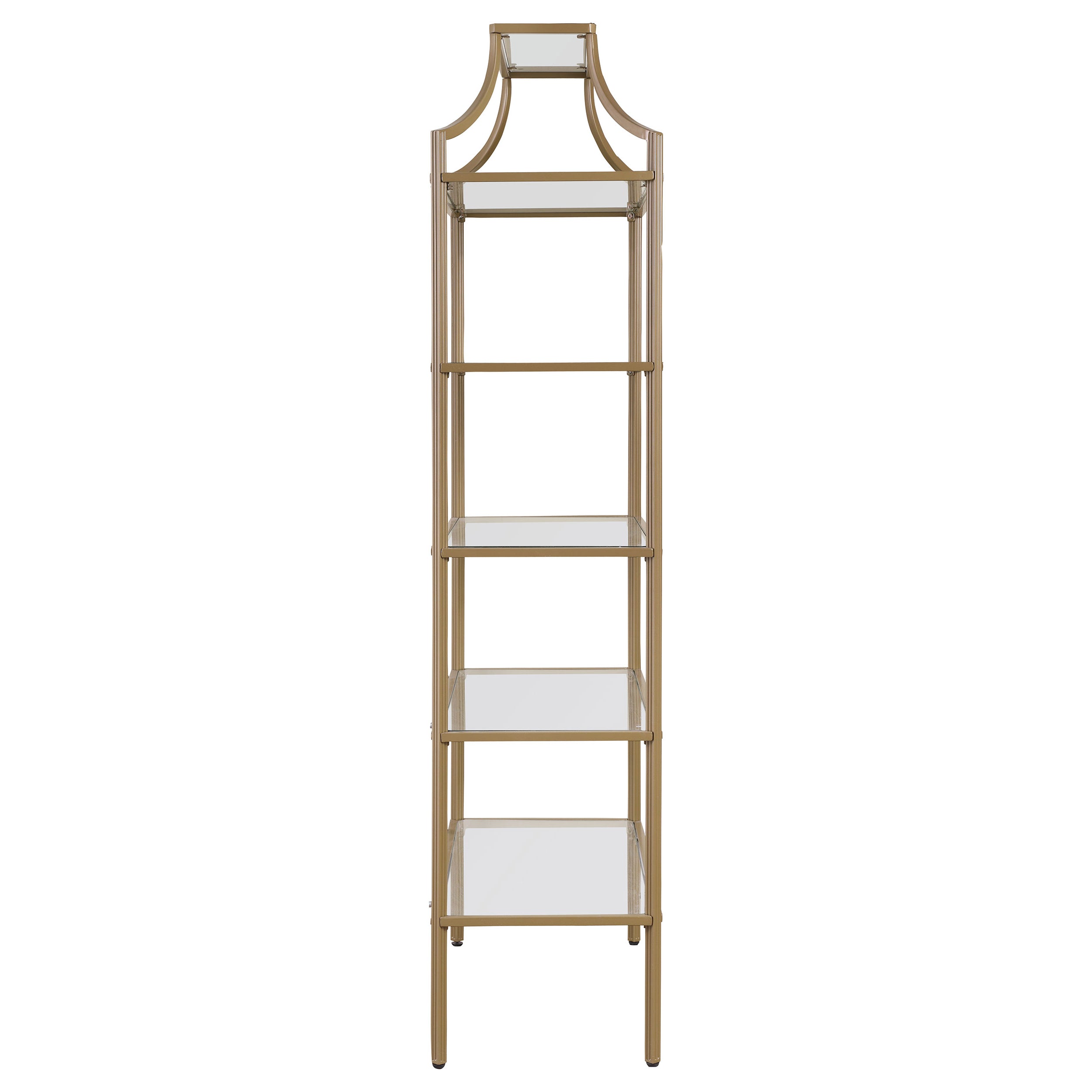 Serena 5-tier Tempered Glass Shelves Bookcase Matte Gold