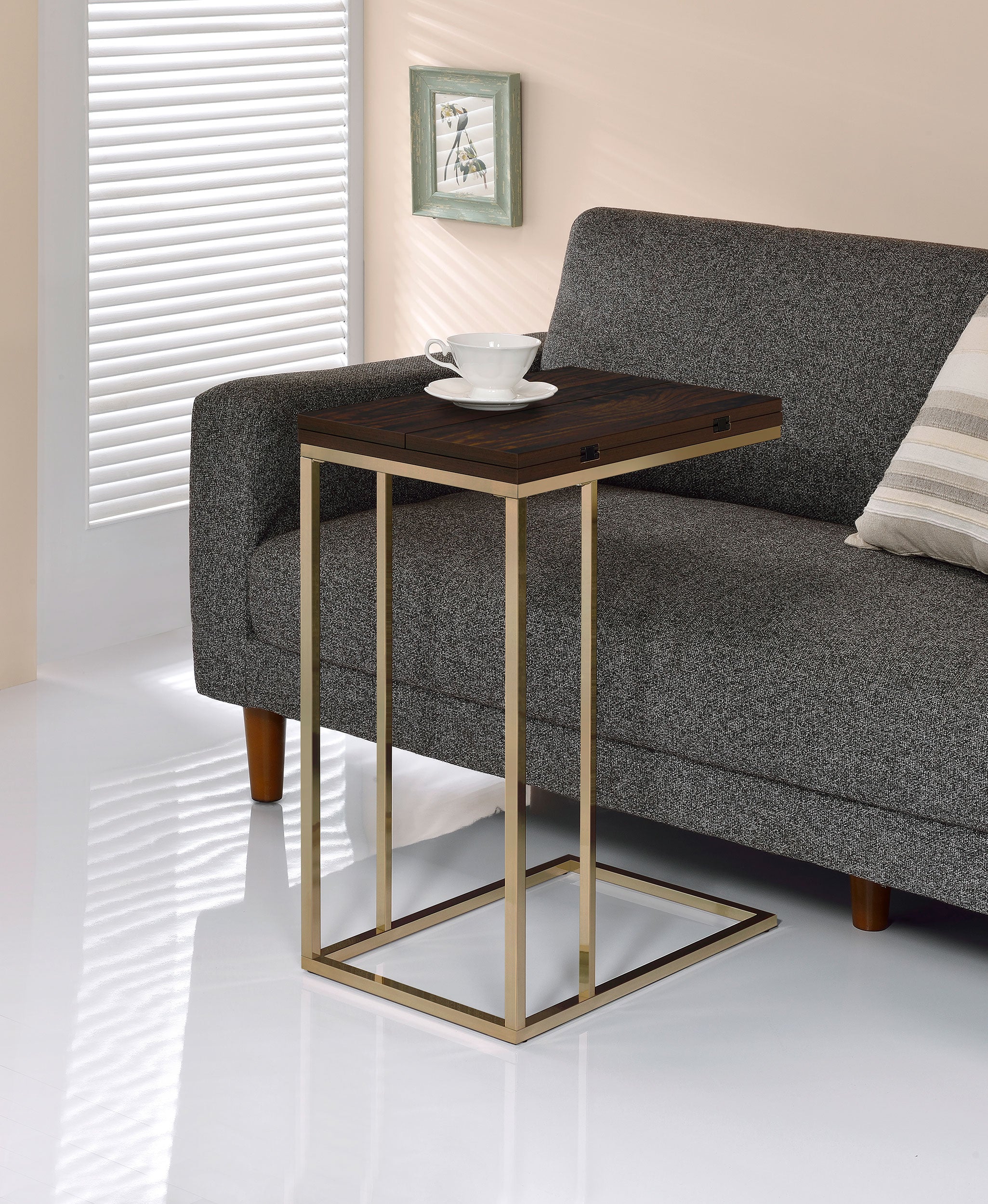 Pedro Expandable Top Accent Table Chestnut and Chrome