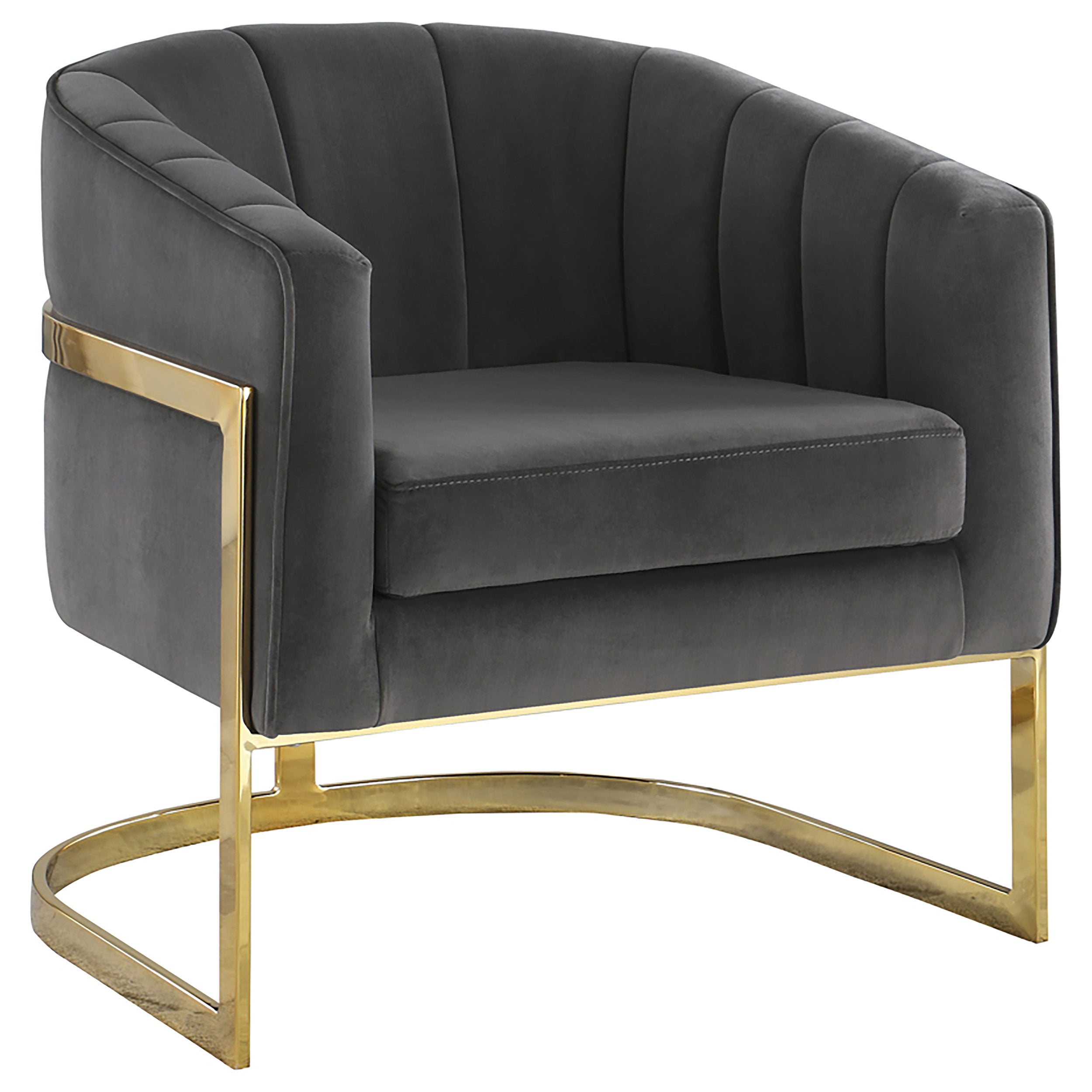 Alamor Tufted Barrel Accent Chair Dark Grey and Gold